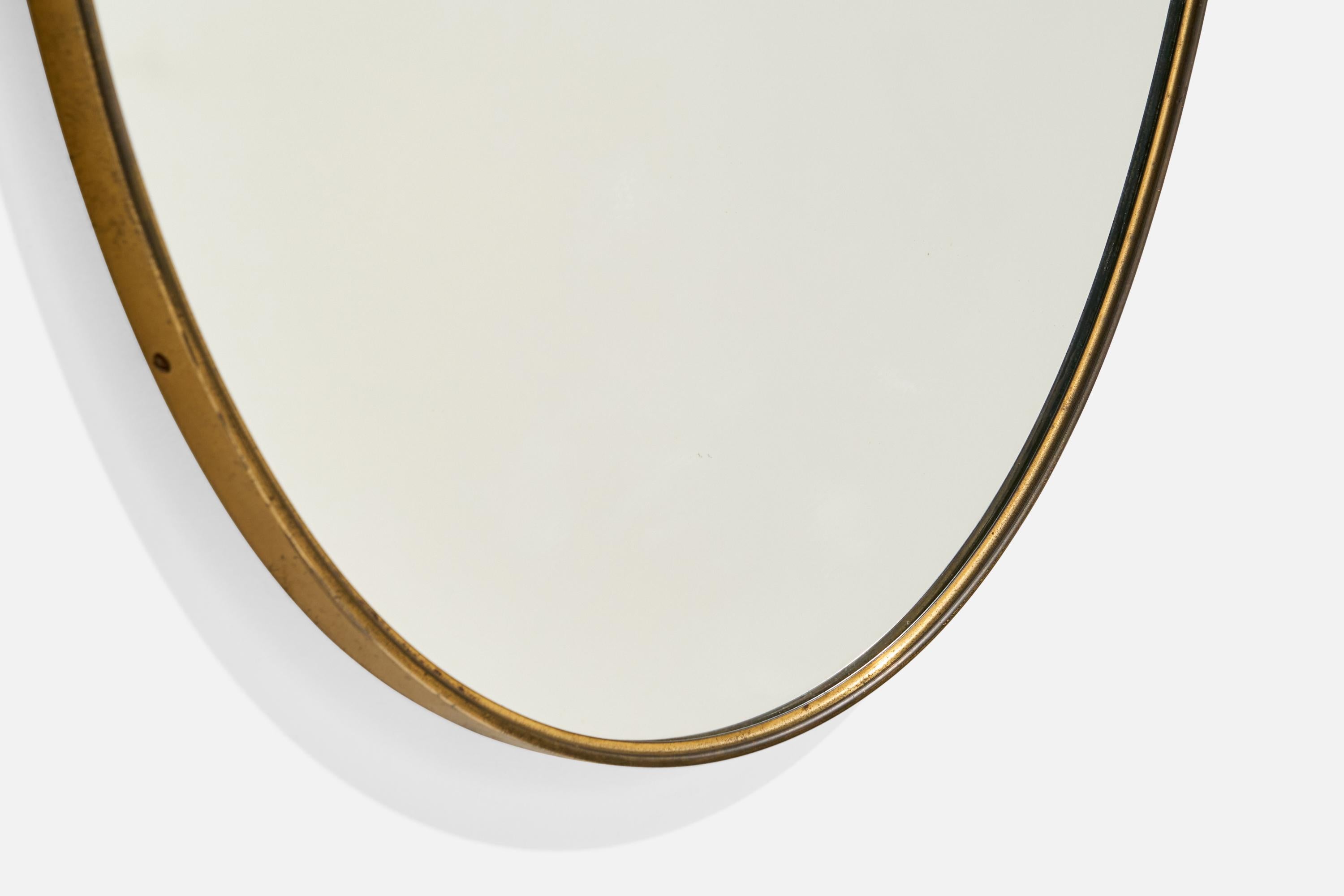 Milieu du XXe siècle Designer italien, miroir mural, laiton, Italie, années 1940 en vente