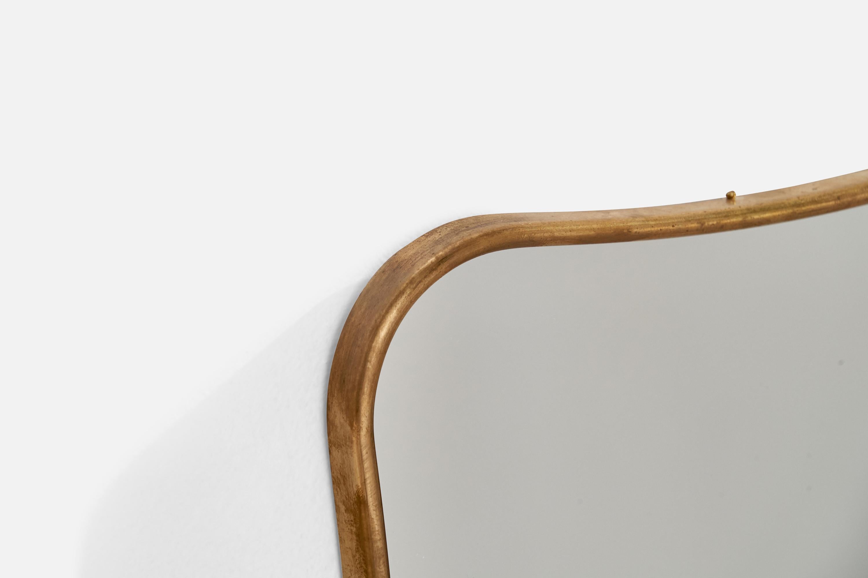 Mid-20th Century Italian Designer, Wall Mirror, Brass, Italy, 1940s For Sale