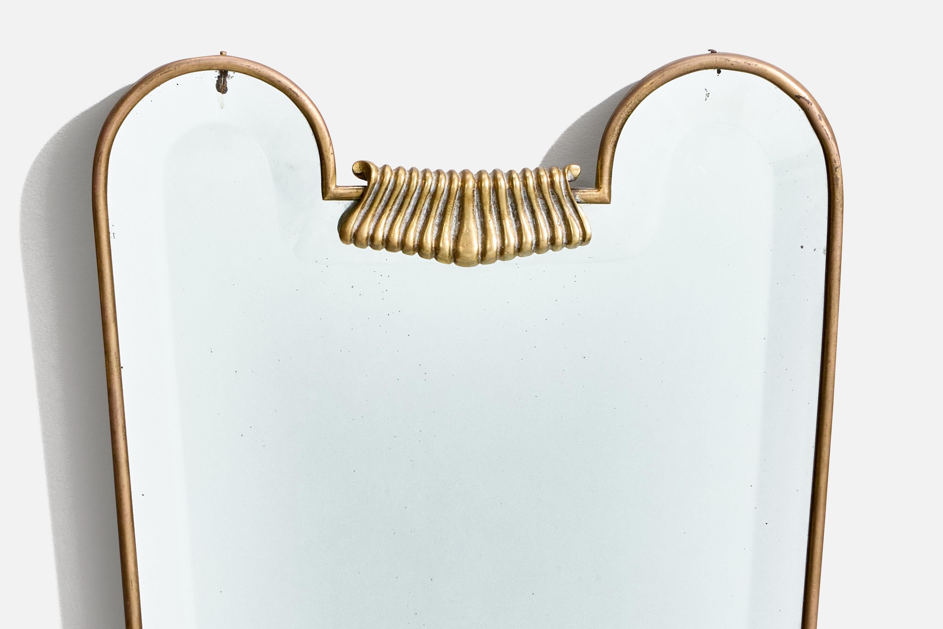 Specchio da parete di design italiano, ottone, Italia, anni '40 In condizioni buone in vendita a High Point, NC