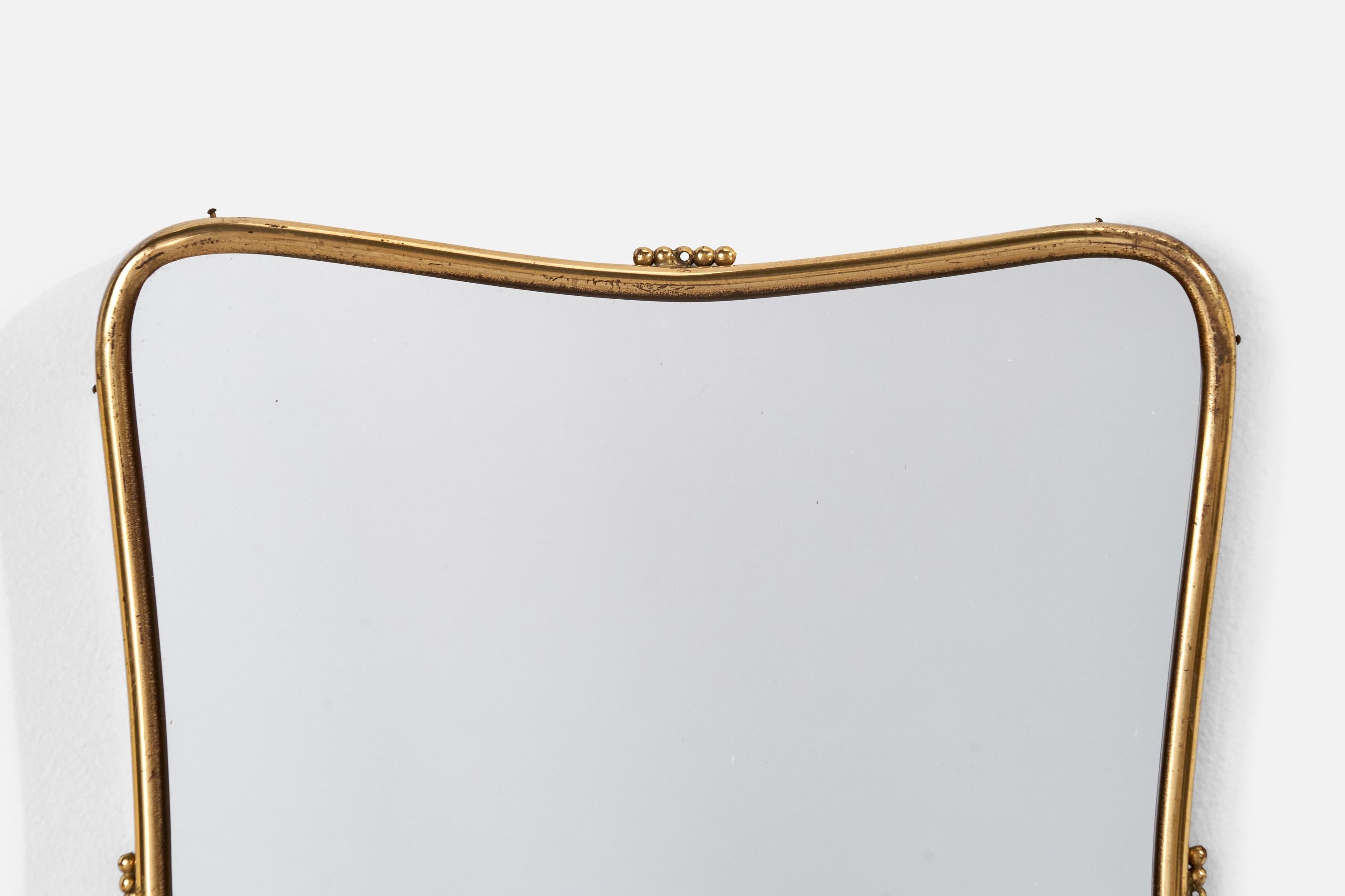 Mid-20th Century Italian Designer, Wall Mirror, Brass, Italy, 1940s