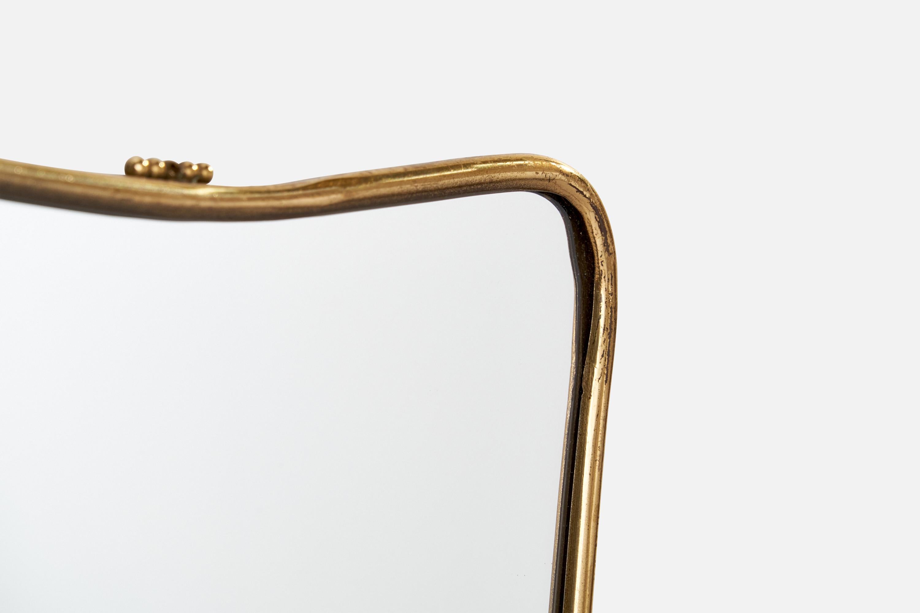 Metà XX secolo Specchio da parete di design italiano, ottone, Italia, anni '40 in vendita