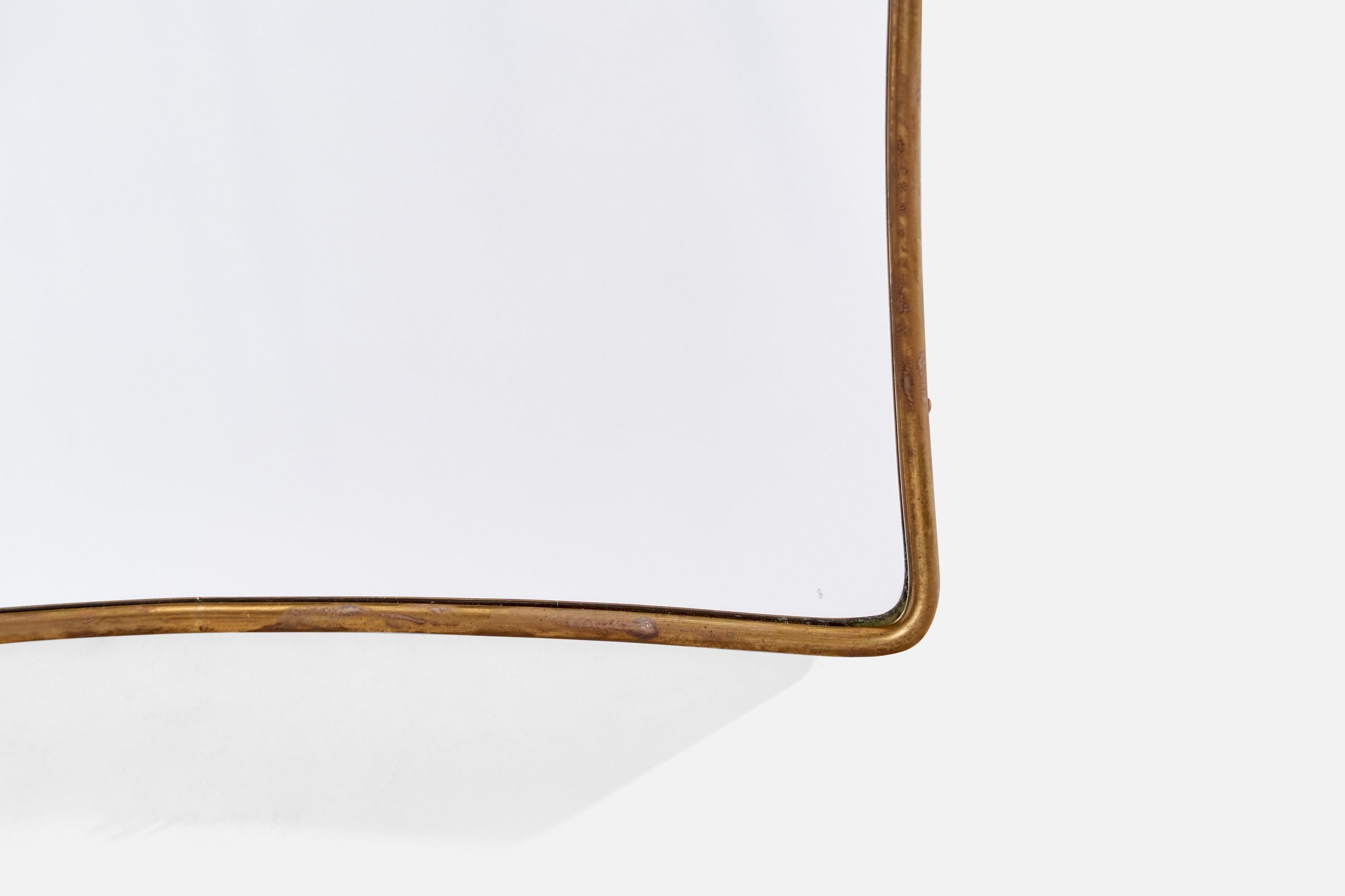 Metà XX secolo Specchio da parete di design italiano, ottone, Italia, anni '40 in vendita