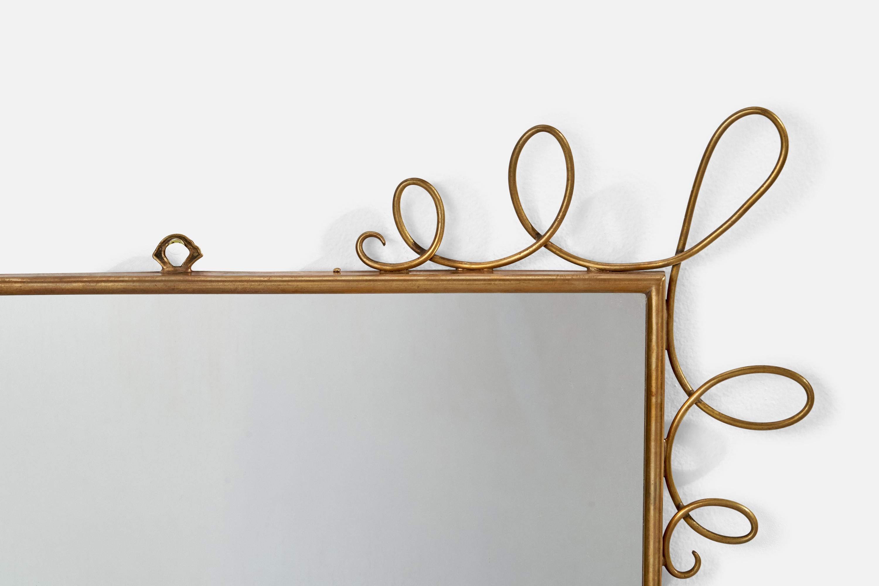 Diseñador italiano, Espejo de pared, Latón, Italia, Década de 1940 mediados del siglo XX en venta