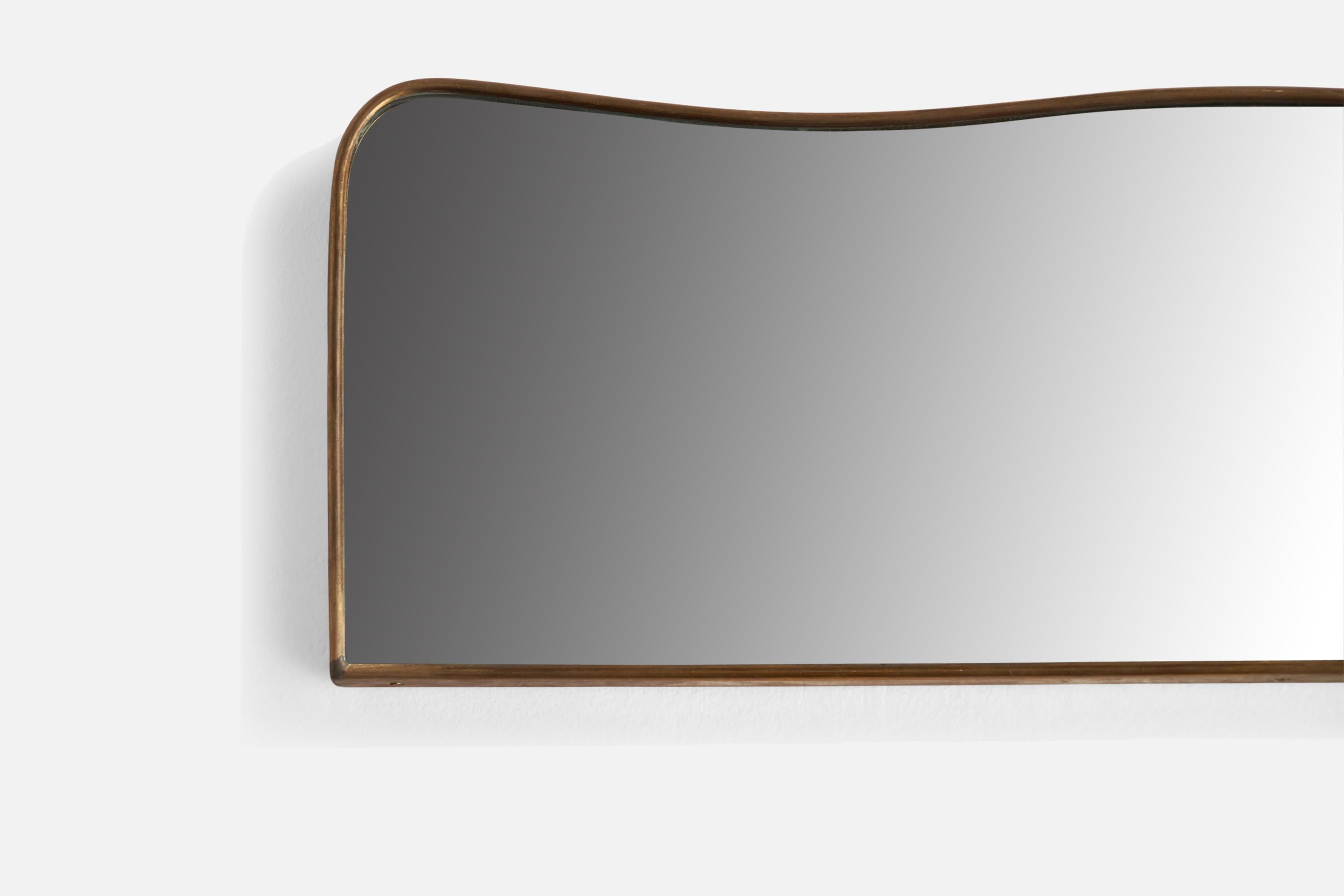 Italian Designer, Wall Mirror, Brass, Italy, 1940s In Good Condition For Sale In High Point, NC