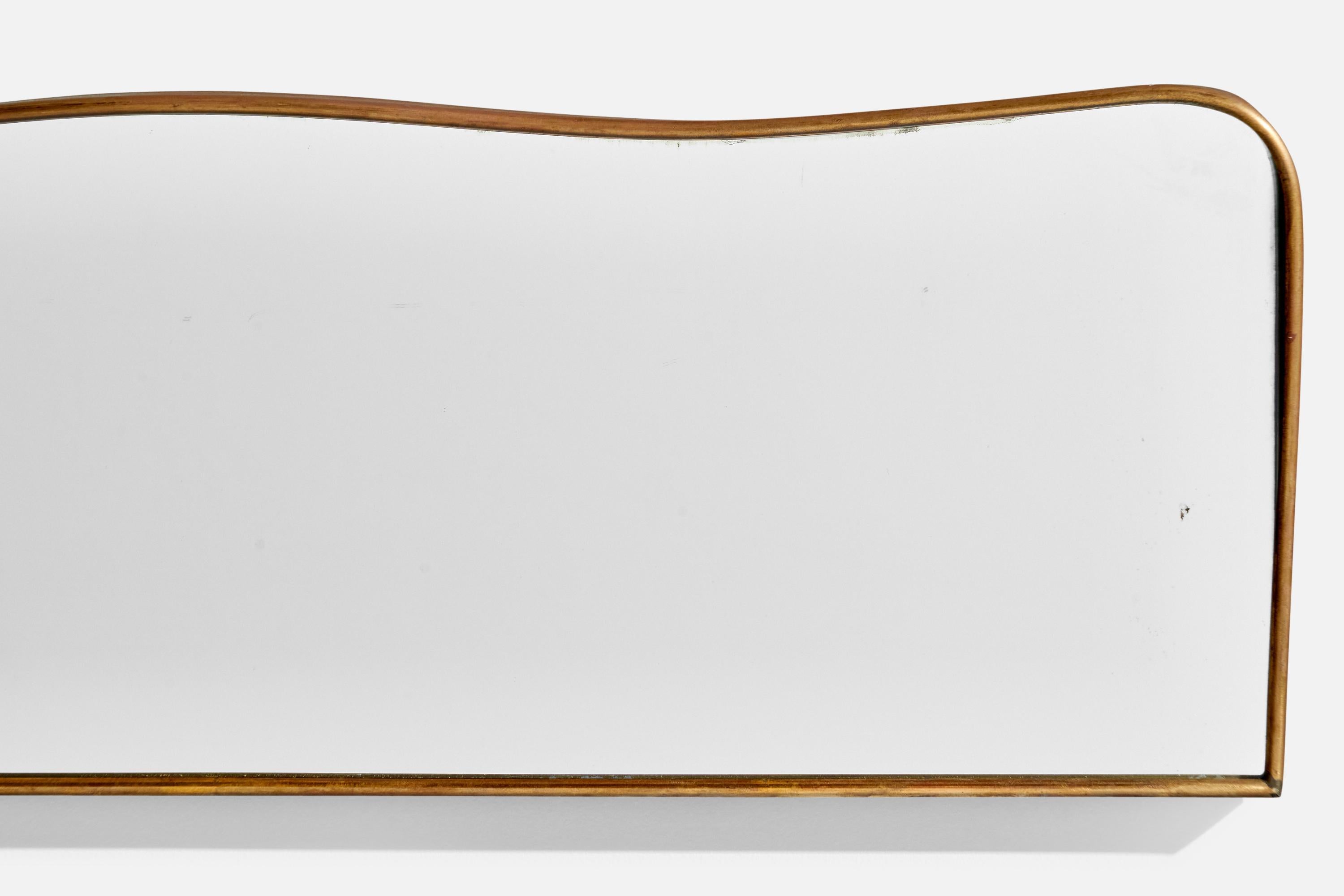 Italian Designer, Wall Mirror, Brass, Italy, 1940s In Good Condition For Sale In High Point, NC