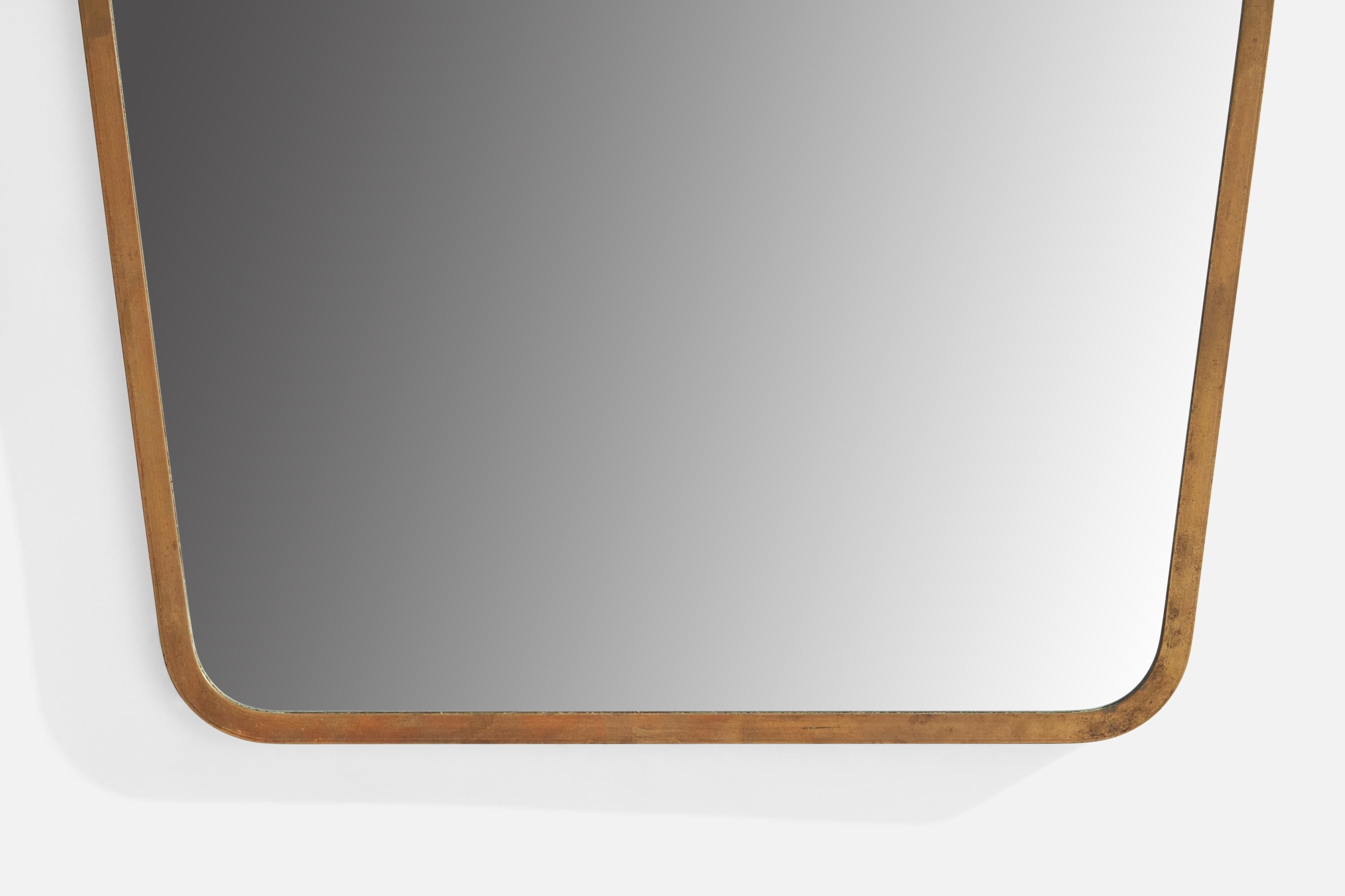 Mid-20th Century Italian Designer, Wall Mirror, Brass, Italy, 1940s For Sale