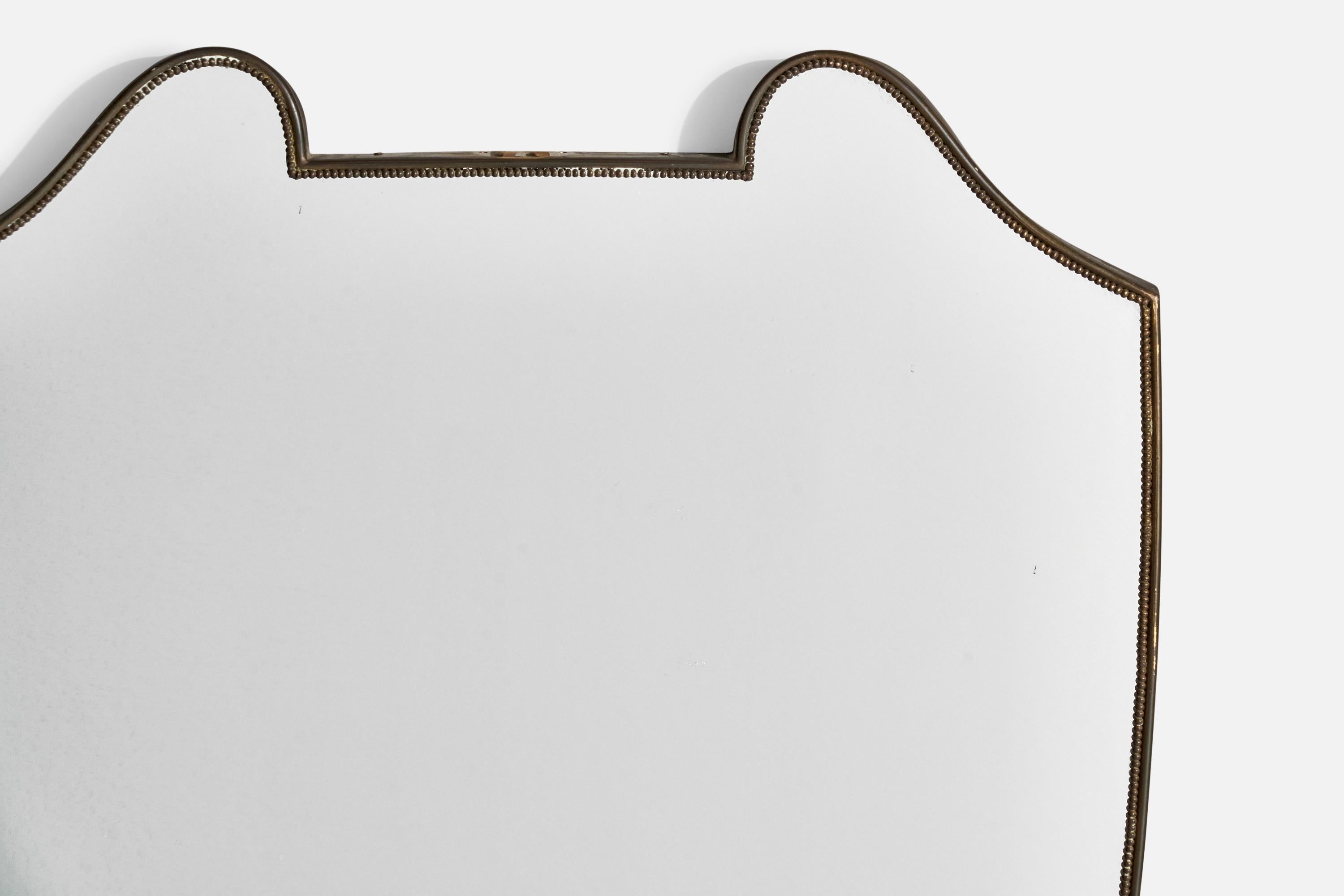 Mid-20th Century Italian Designer, Wall Mirror, Brass, Italy, 1940s For Sale