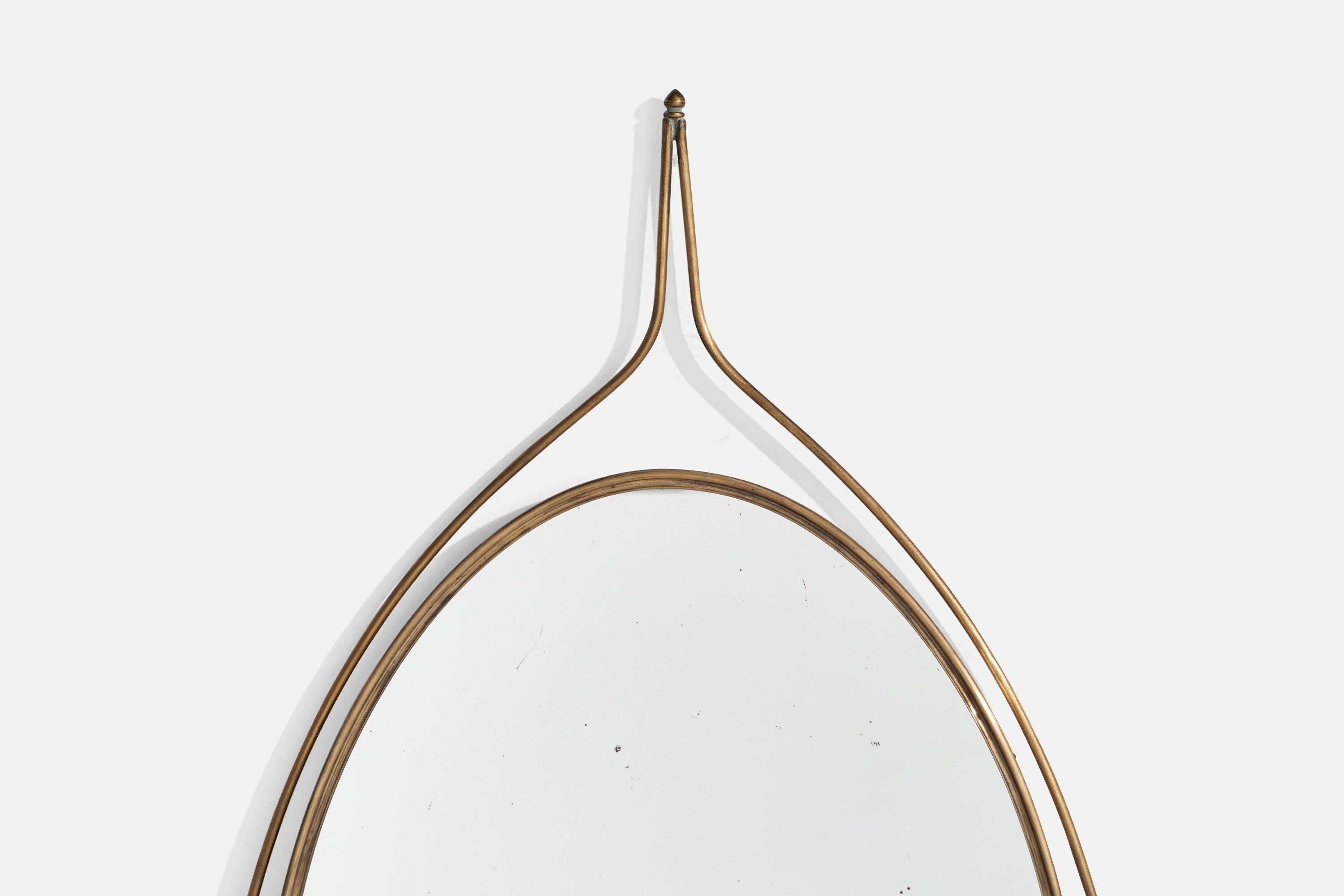 Italian Designer, Wall Mirror, Brass, Italy, 1940s For Sale 1