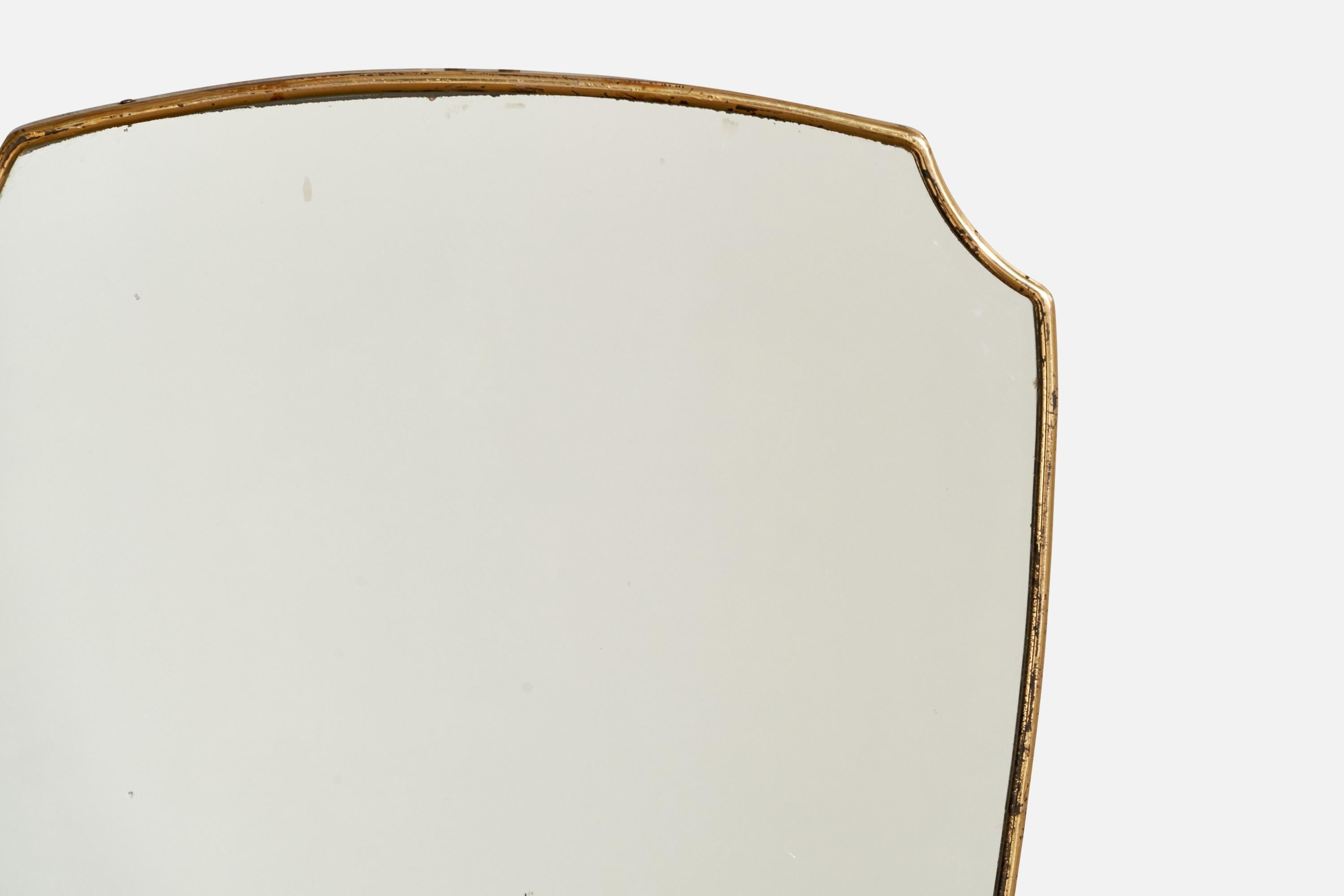 Diseñador italiano, Espejo de pared, Latón, Italia, Década de 1940 mediados del siglo XX en venta