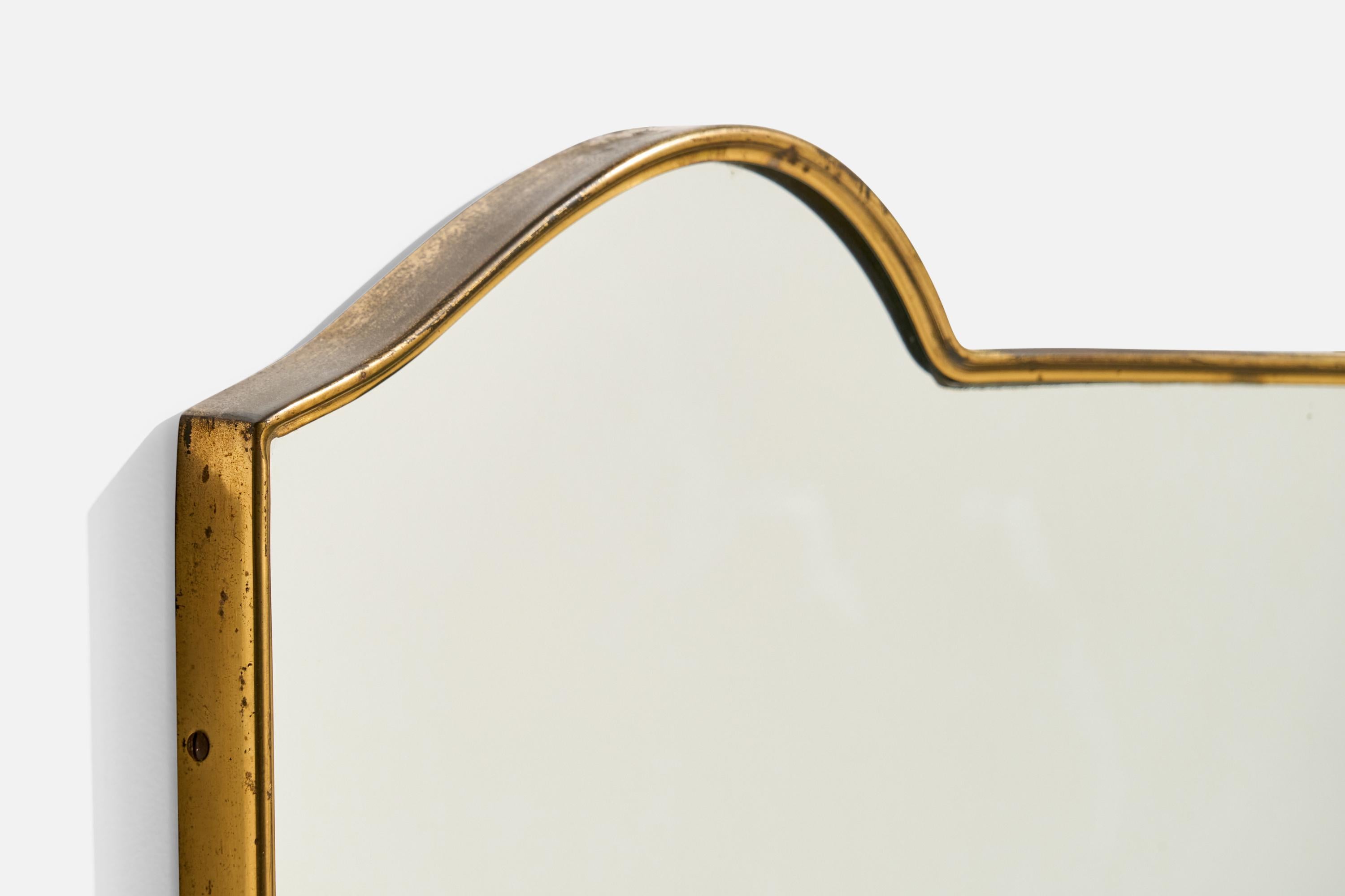 Laiton Designer italien, miroir mural, laiton, Italie, années 1940 en vente