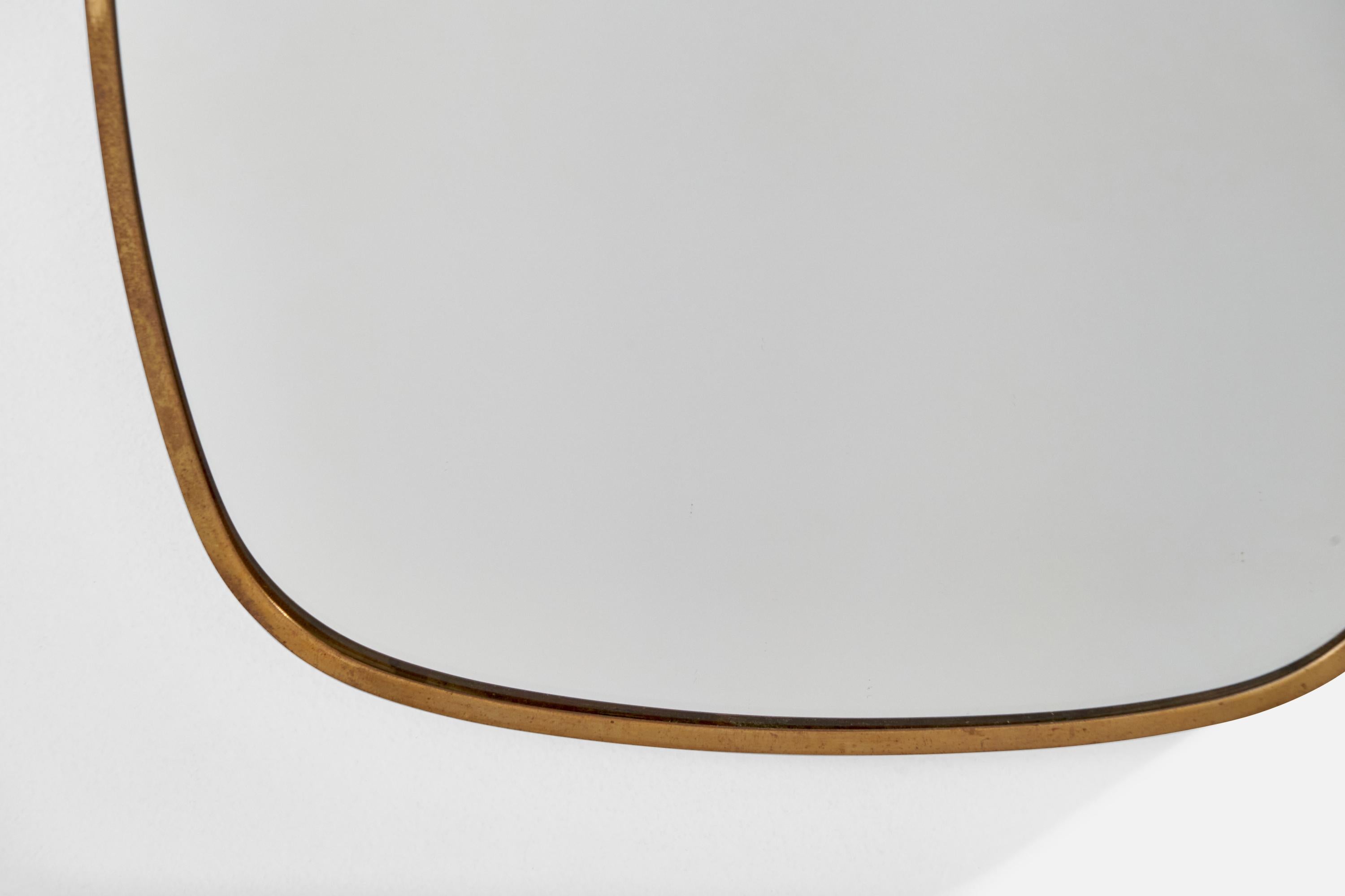 Italian Designer, Wall Mirror, Brass, Italy, 1940s For Sale 1