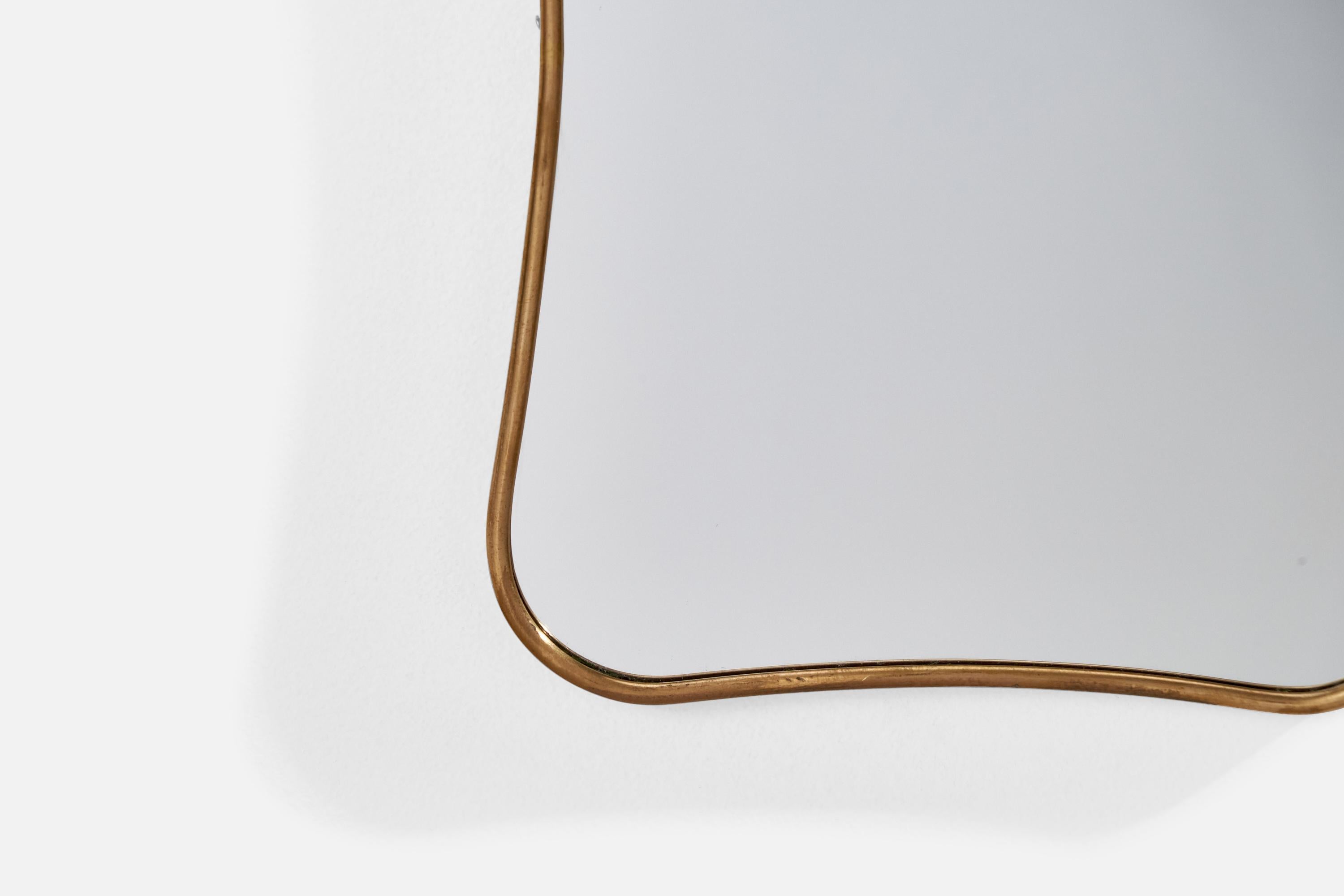 Italian Designer, Wall Mirror, Brass, Italy, 1940s For Sale 1