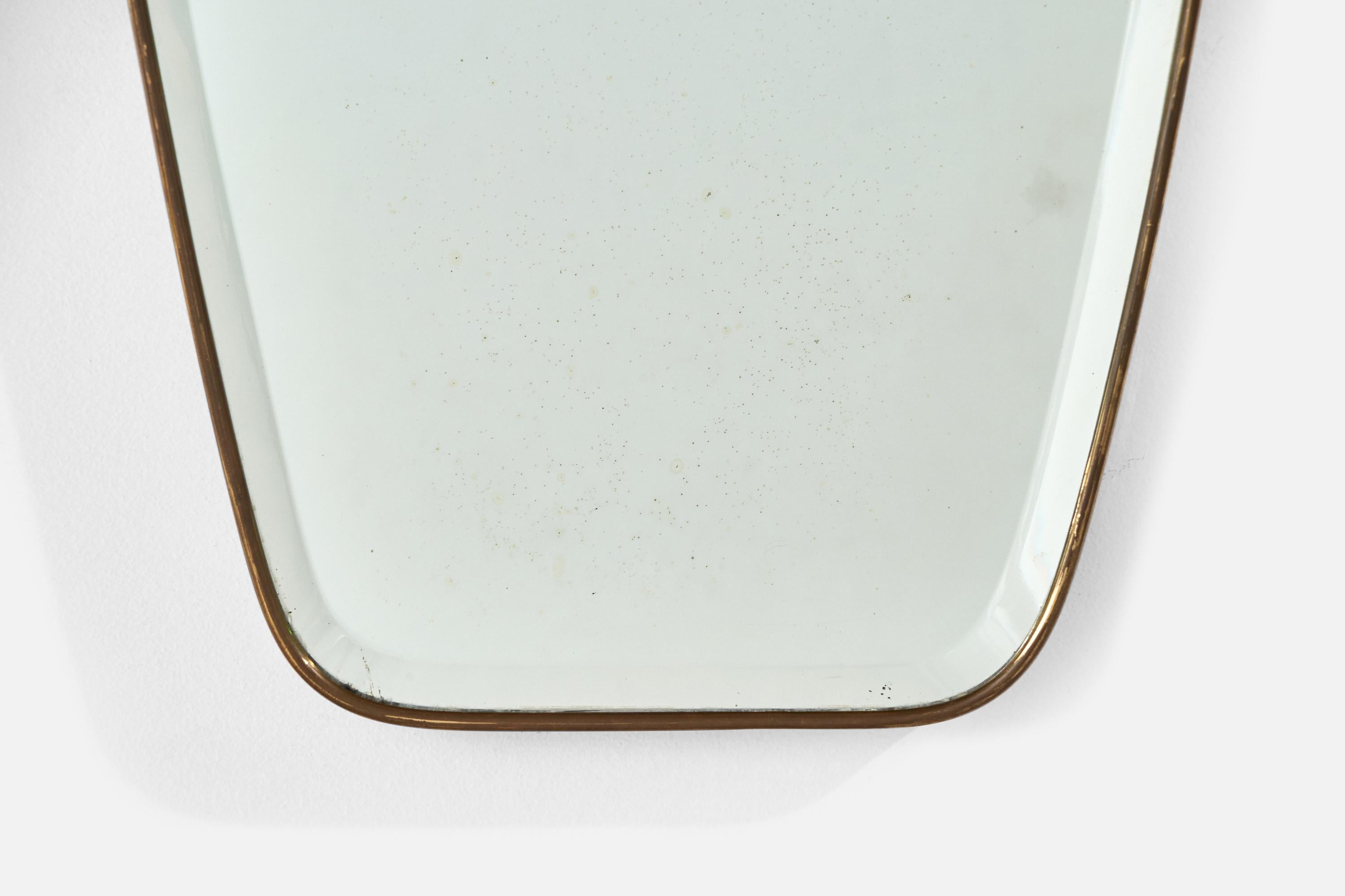 Italian Designer, Wall Mirror, Brass, Italy, 1940s 1