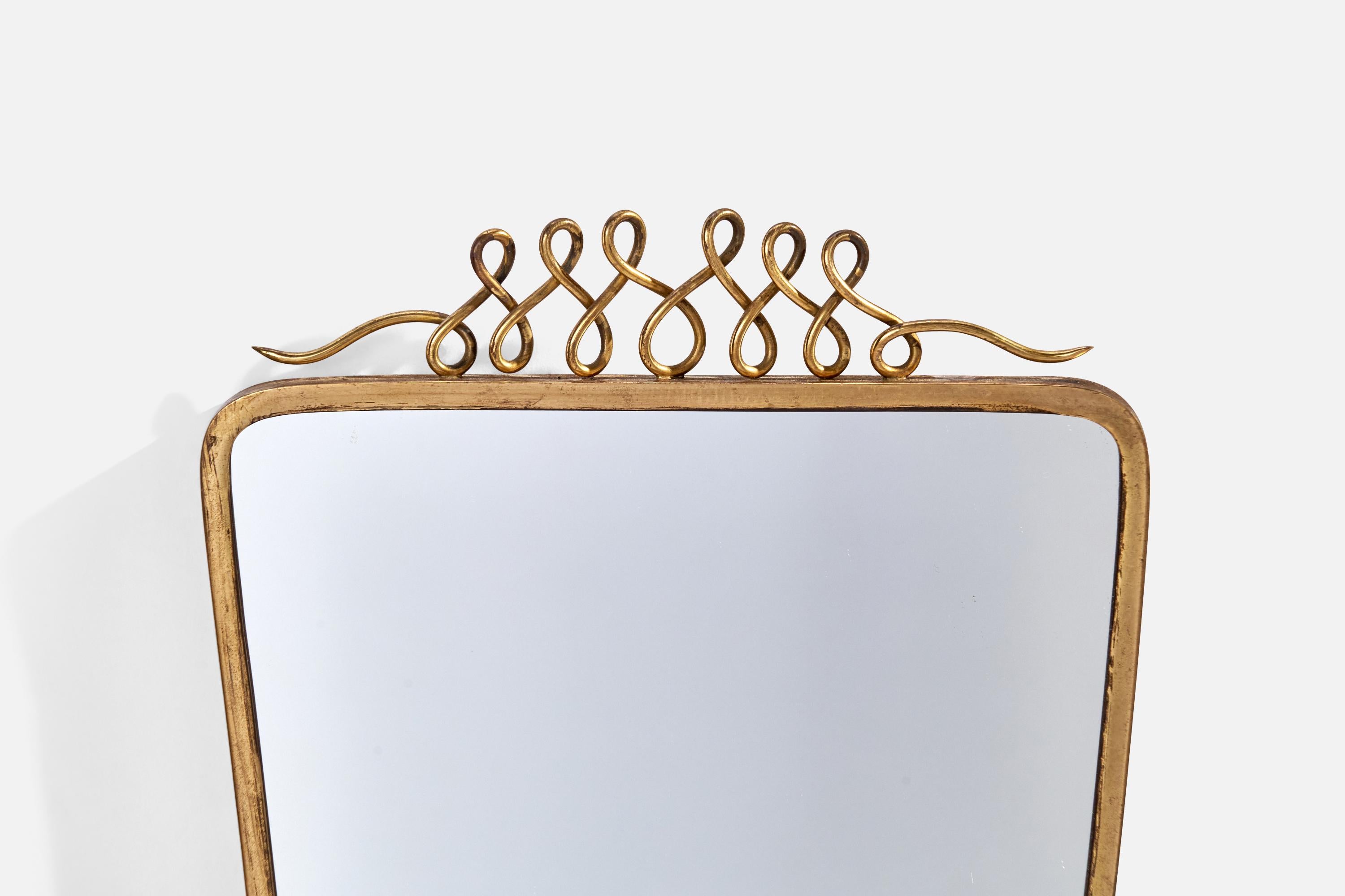 Italian Designer, Wall Mirror, Brass, Italy, 1940s For Sale 2