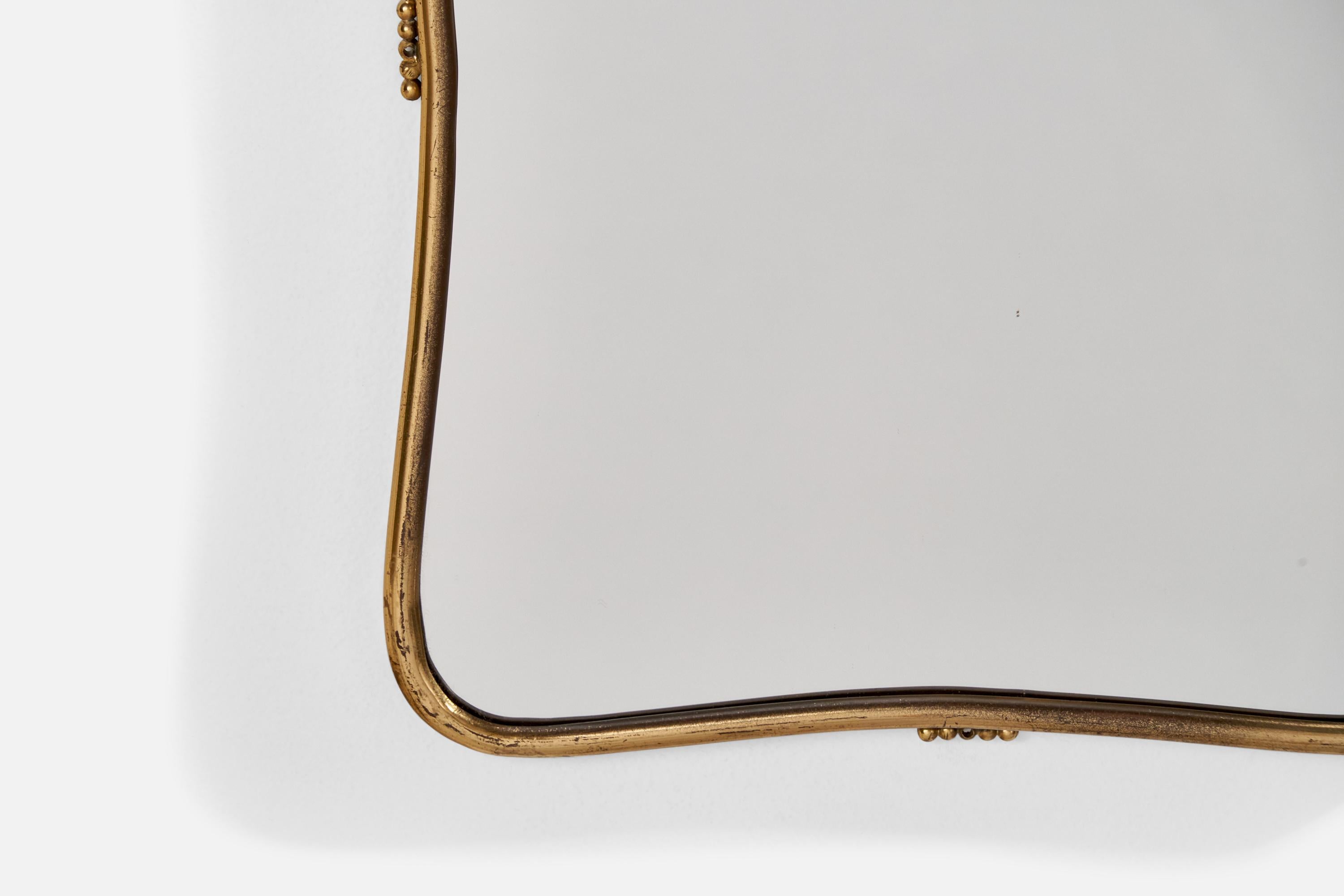 Italian Designer, Wall Mirror, Brass, Italy, 1940s For Sale 2