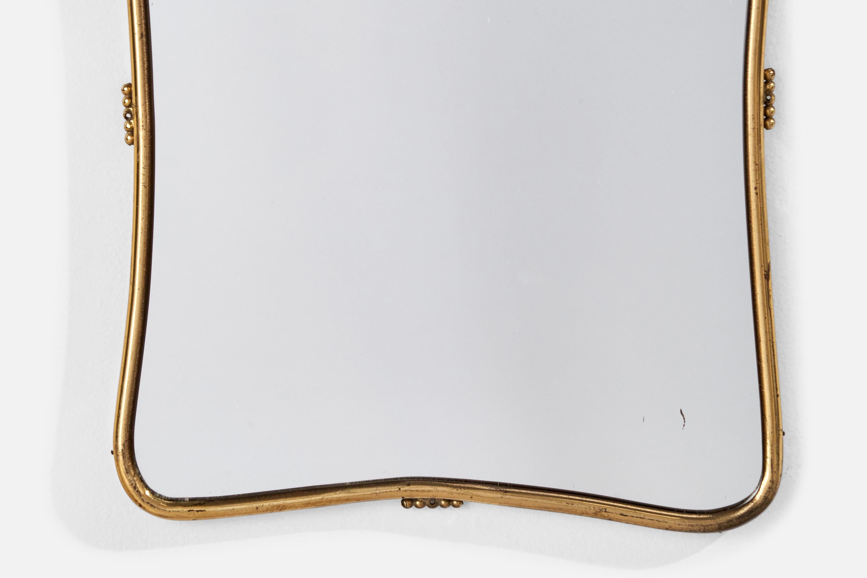 Italian Designer, Wall Mirror, Brass, Italy, 1940s 1