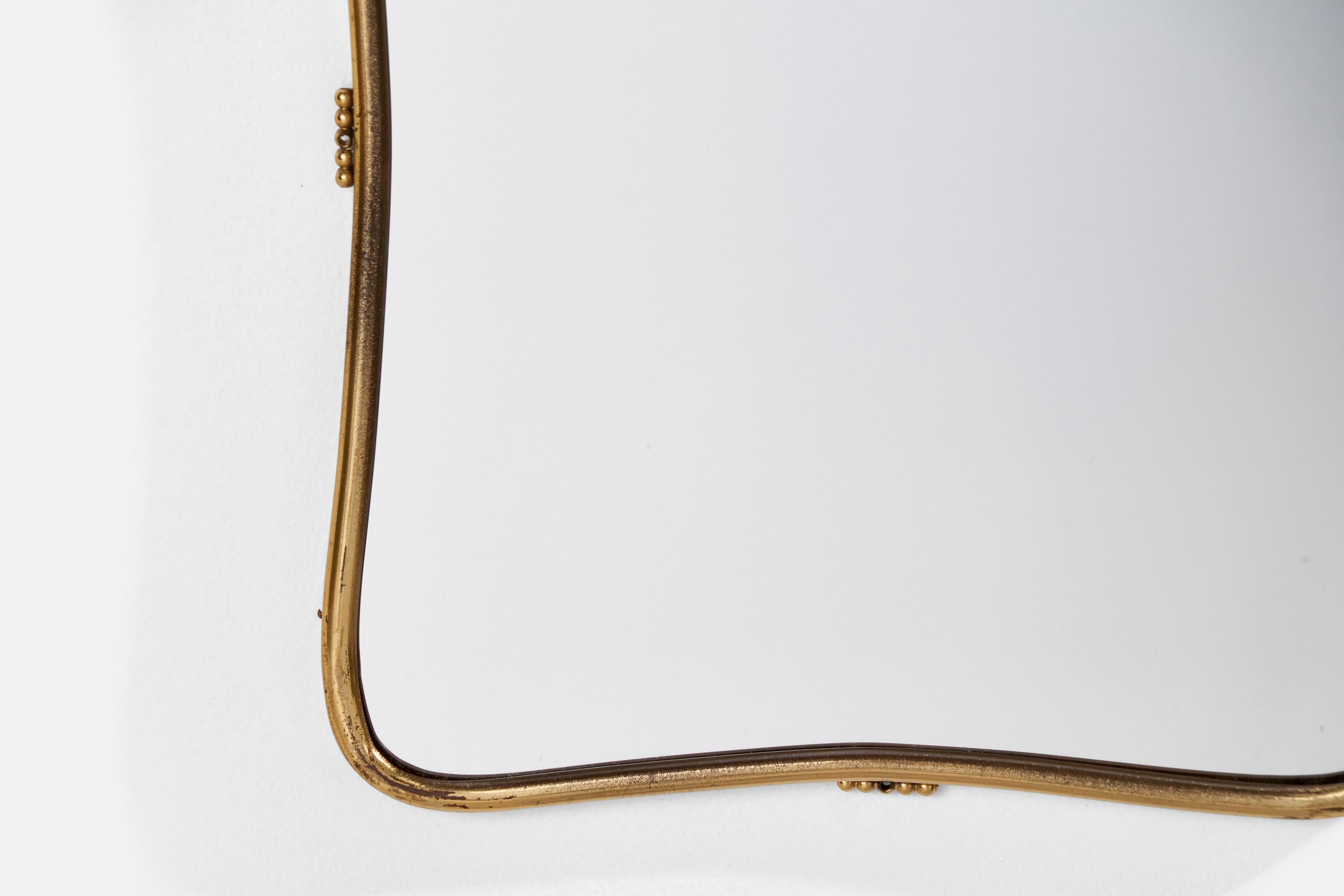 Ottone Specchio da parete di design italiano, ottone, Italia, anni '40 in vendita