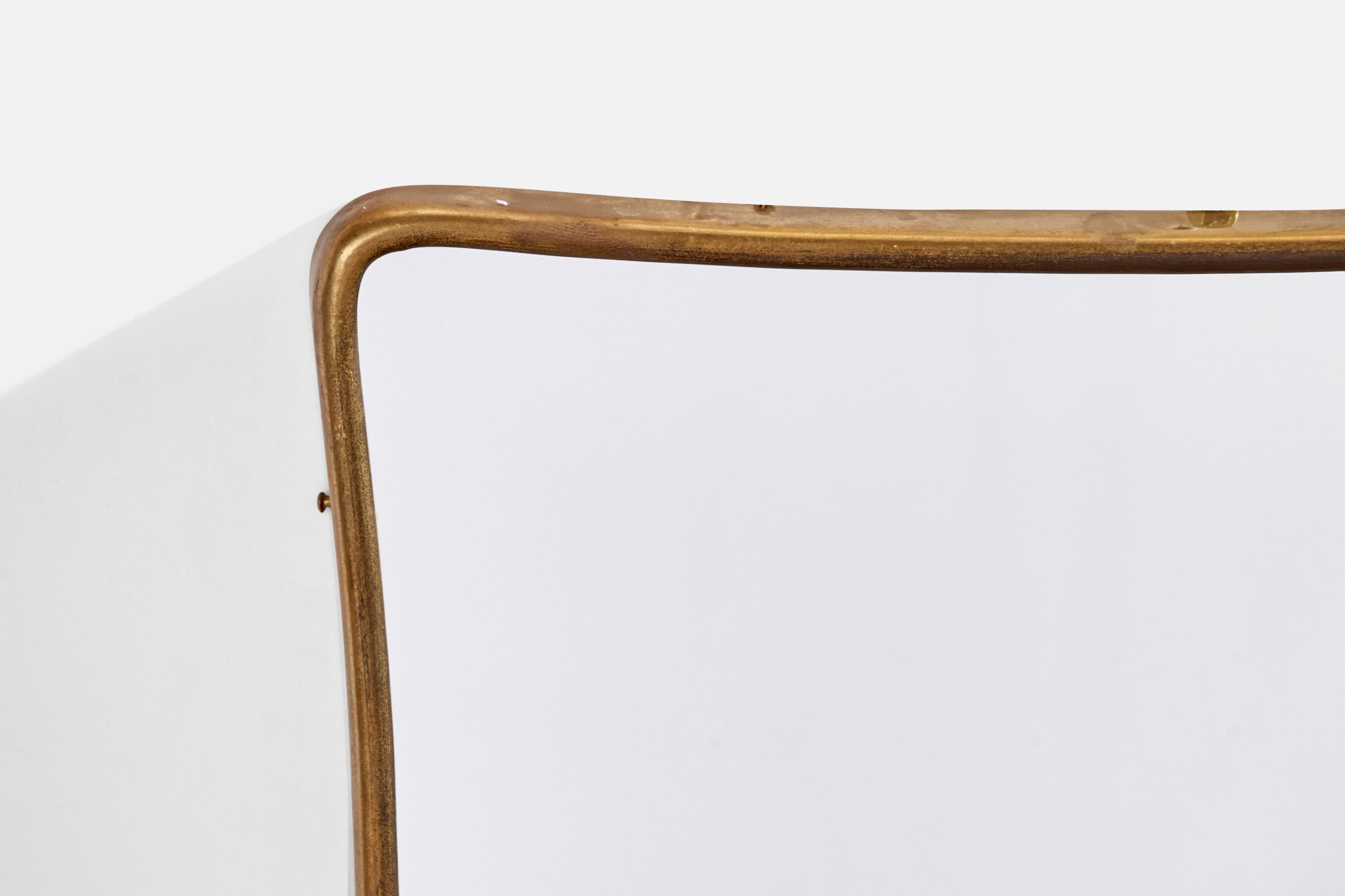 Ottone Specchio da parete di design italiano, ottone, Italia, anni '40 in vendita