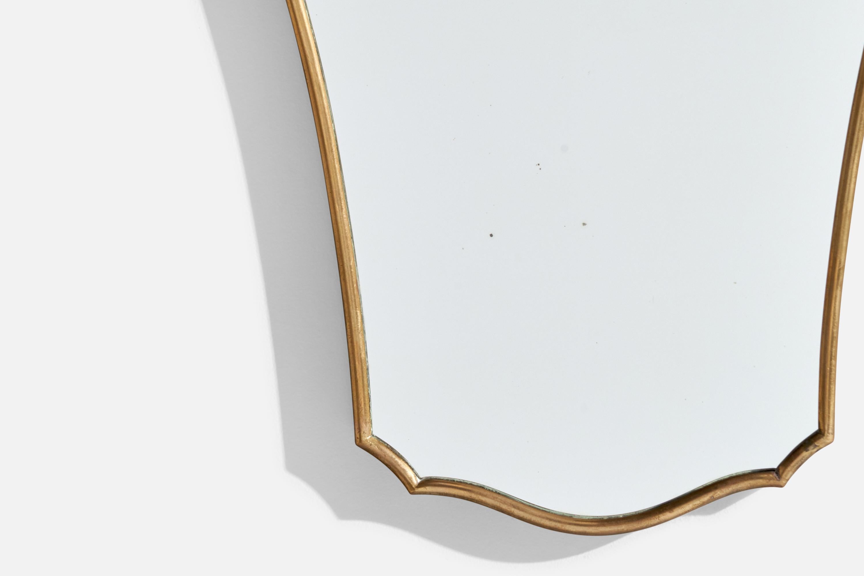 Italian Designer, Wall Mirror, Brass, Italy, 1940s For Sale 1