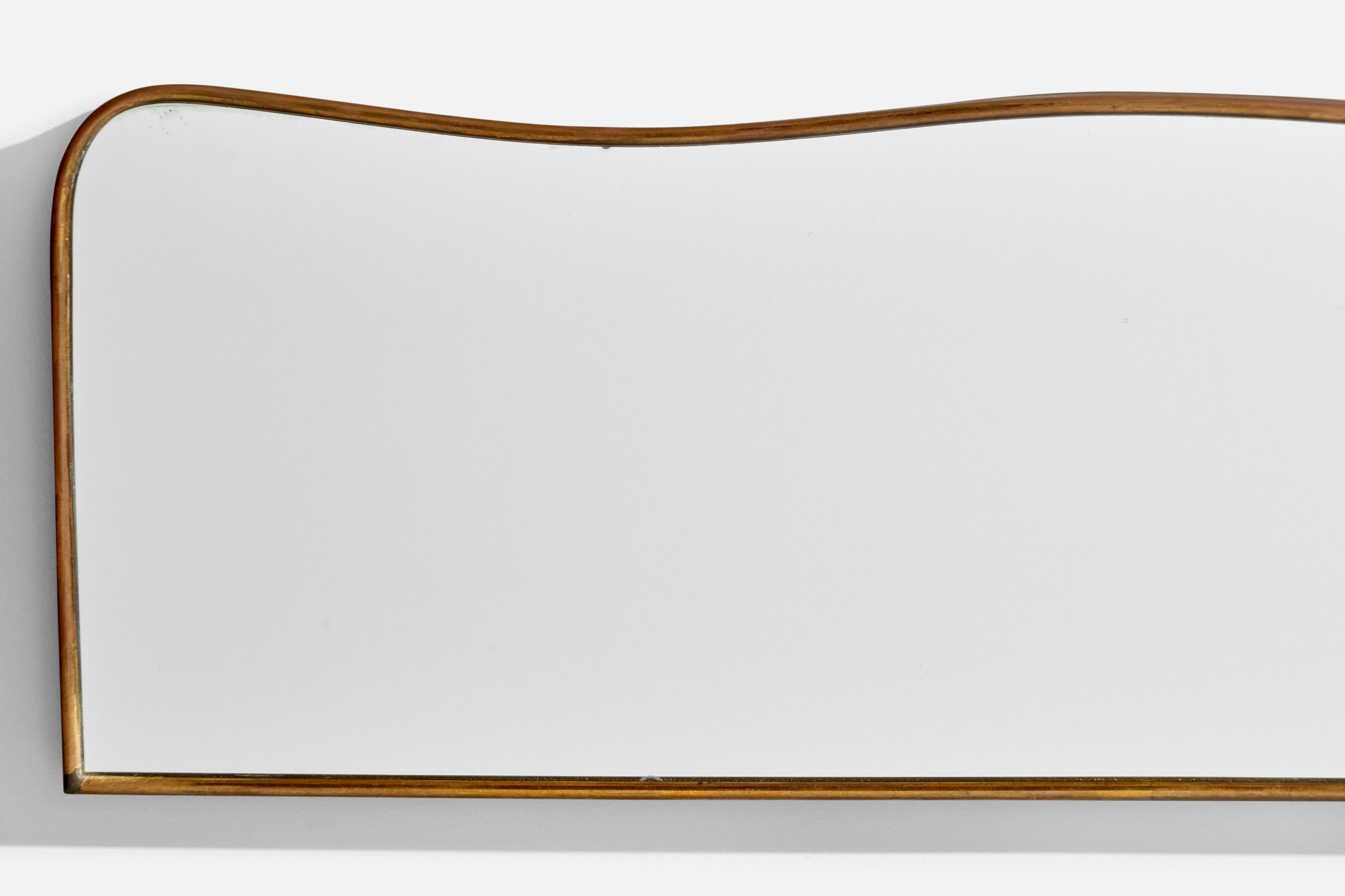 Mid-20th Century Italian Designer, Wall Mirror, Brass, Italy, 1940s For Sale