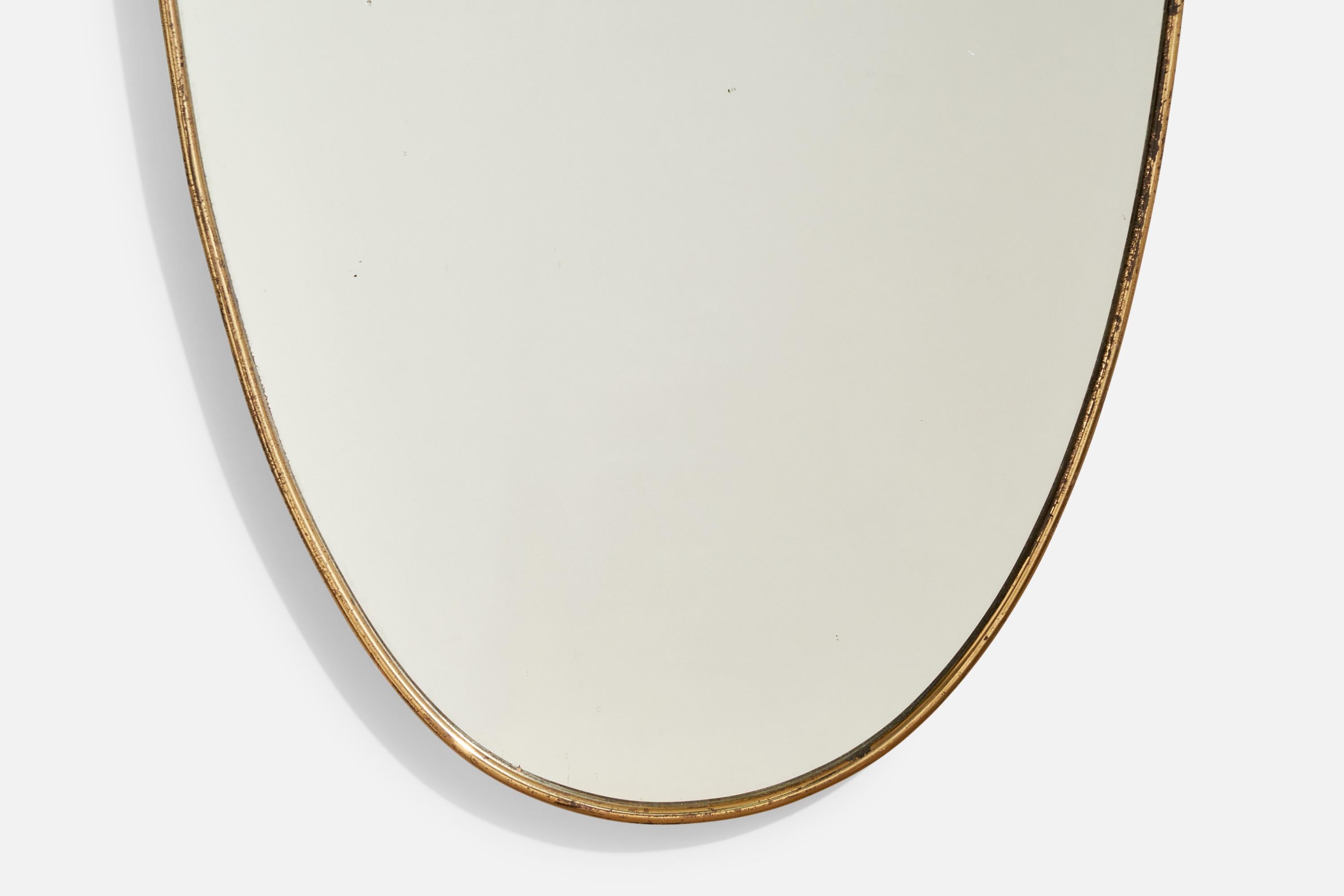 Diseñador italiano, Espejo de pared, Latón, Italia, Década de 1940 en venta 1