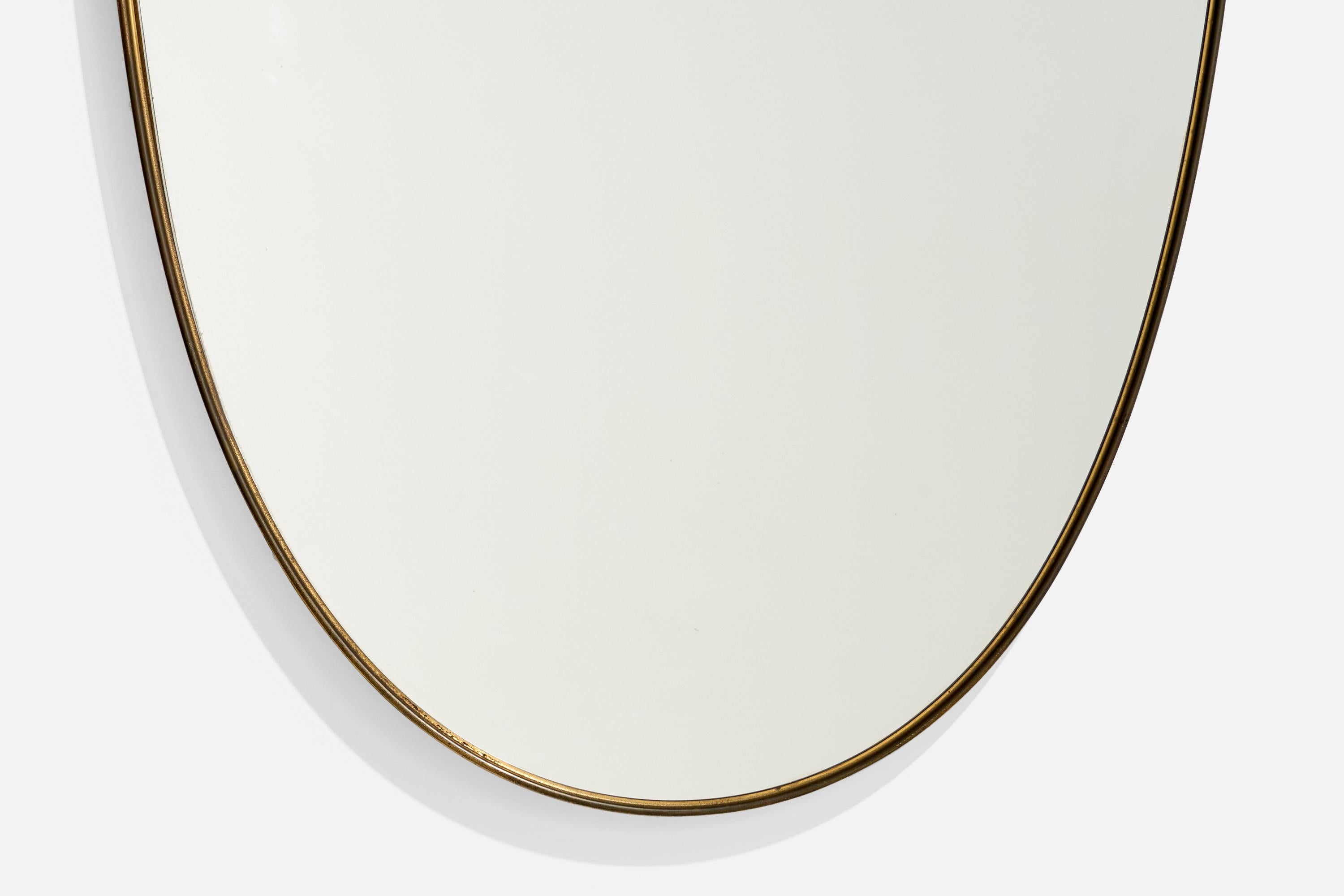 Designer italien, miroir mural, laiton, Italie, années 1940 en vente 1