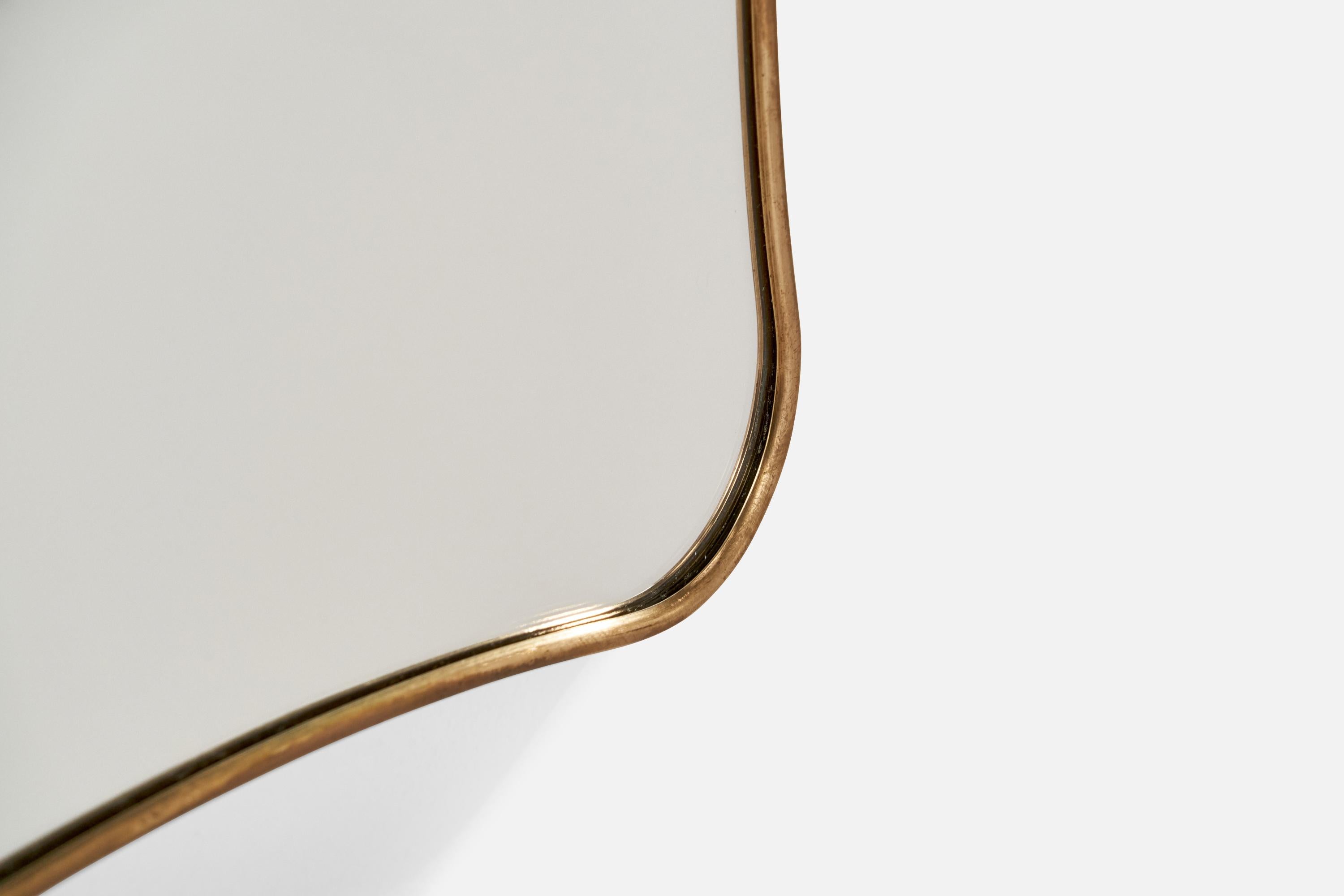 Italian Designer, Wall Mirror, Brass, Italy, 1940s For Sale 2