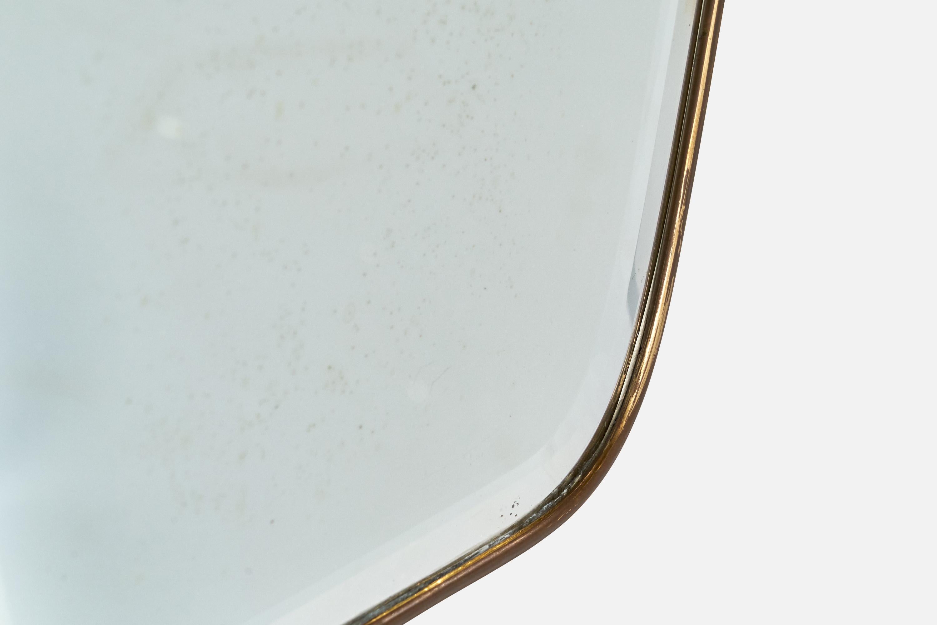 Italian Designer, Wall Mirror, Brass, Italy, 1940s 2