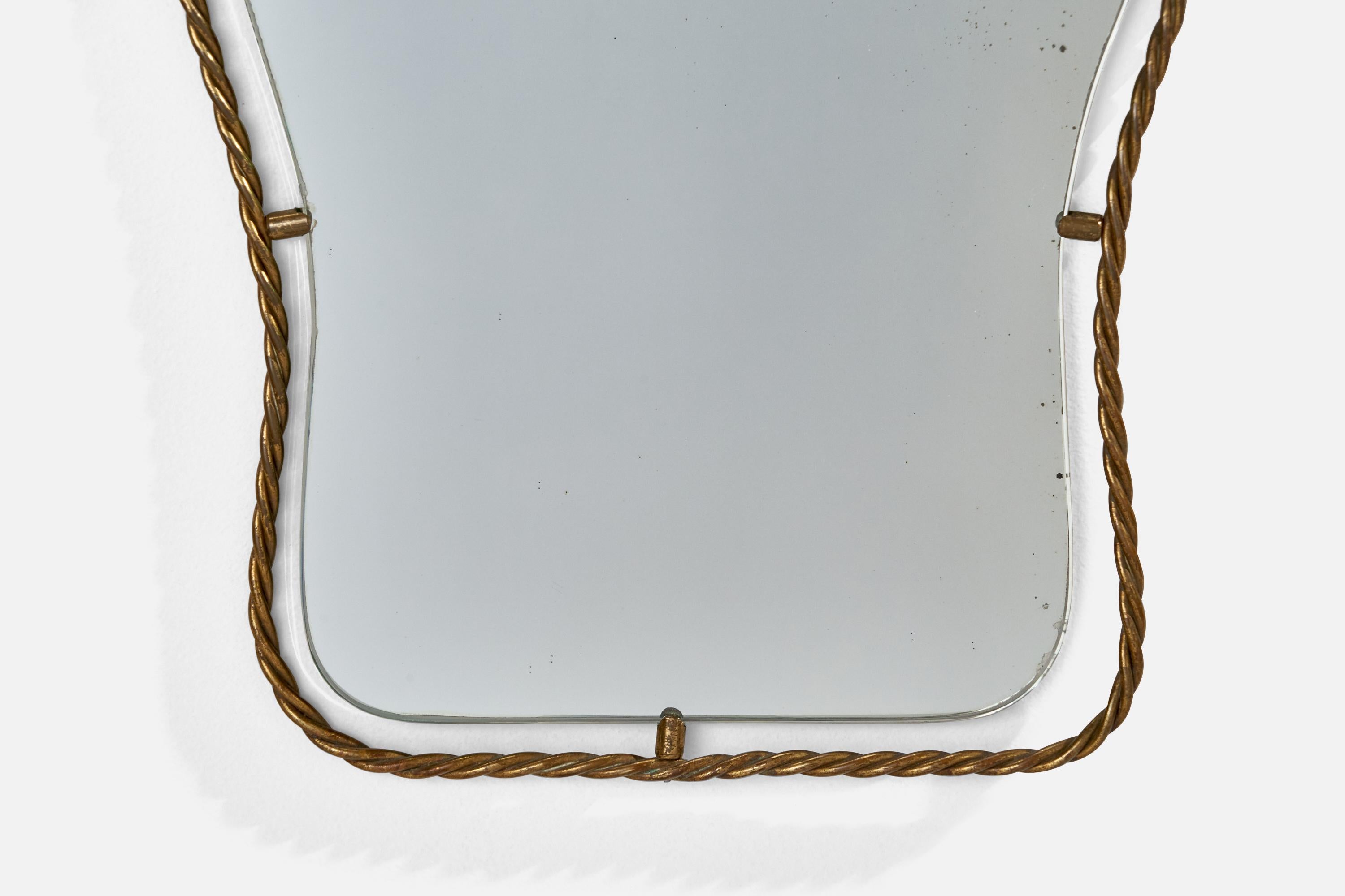 Italian Designer, Wall Mirror, Brass, Italy, 1940s For Sale 2