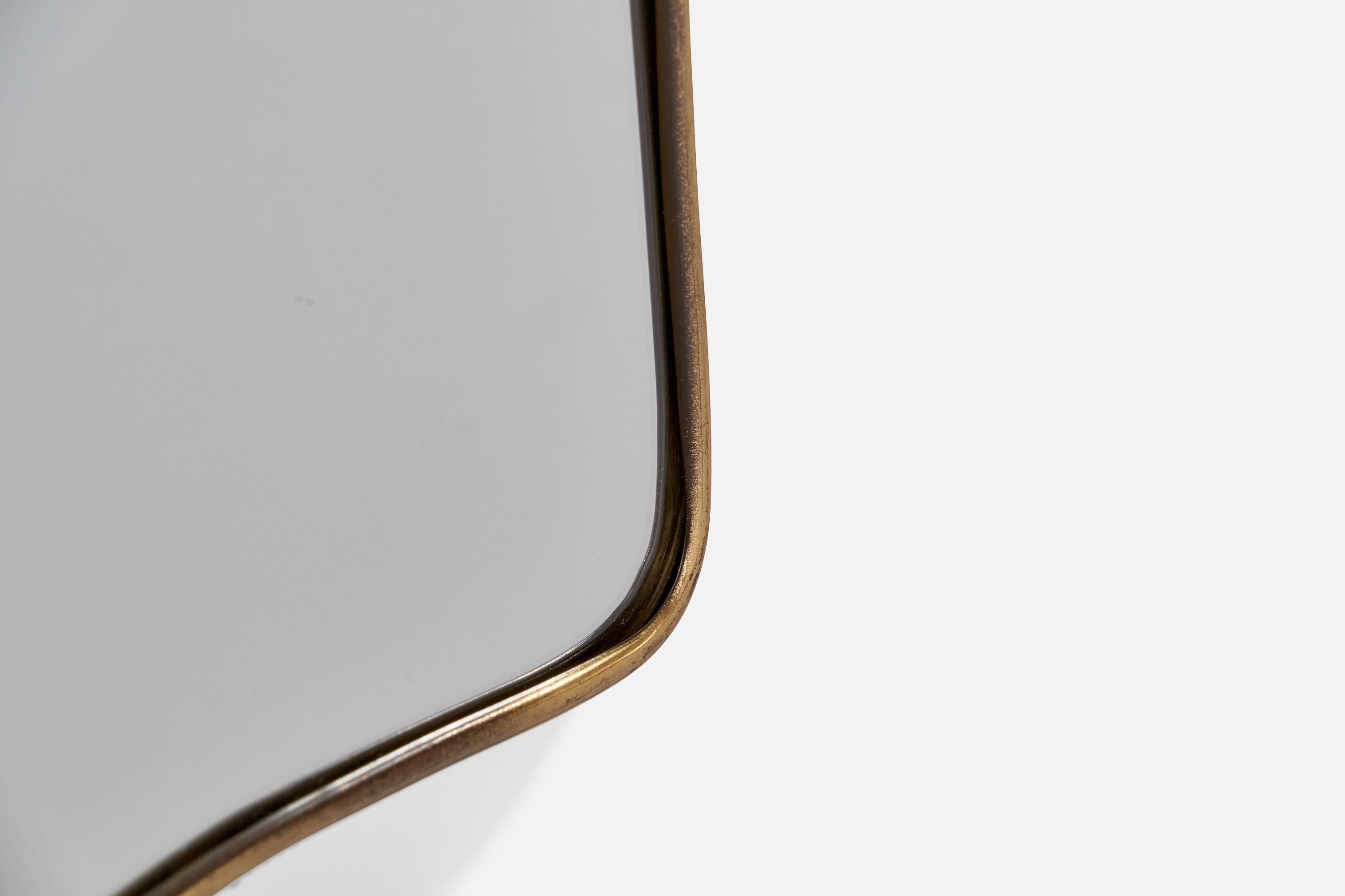 Italian Designer, Wall Mirror, Brass, Italy, 1940s For Sale 3