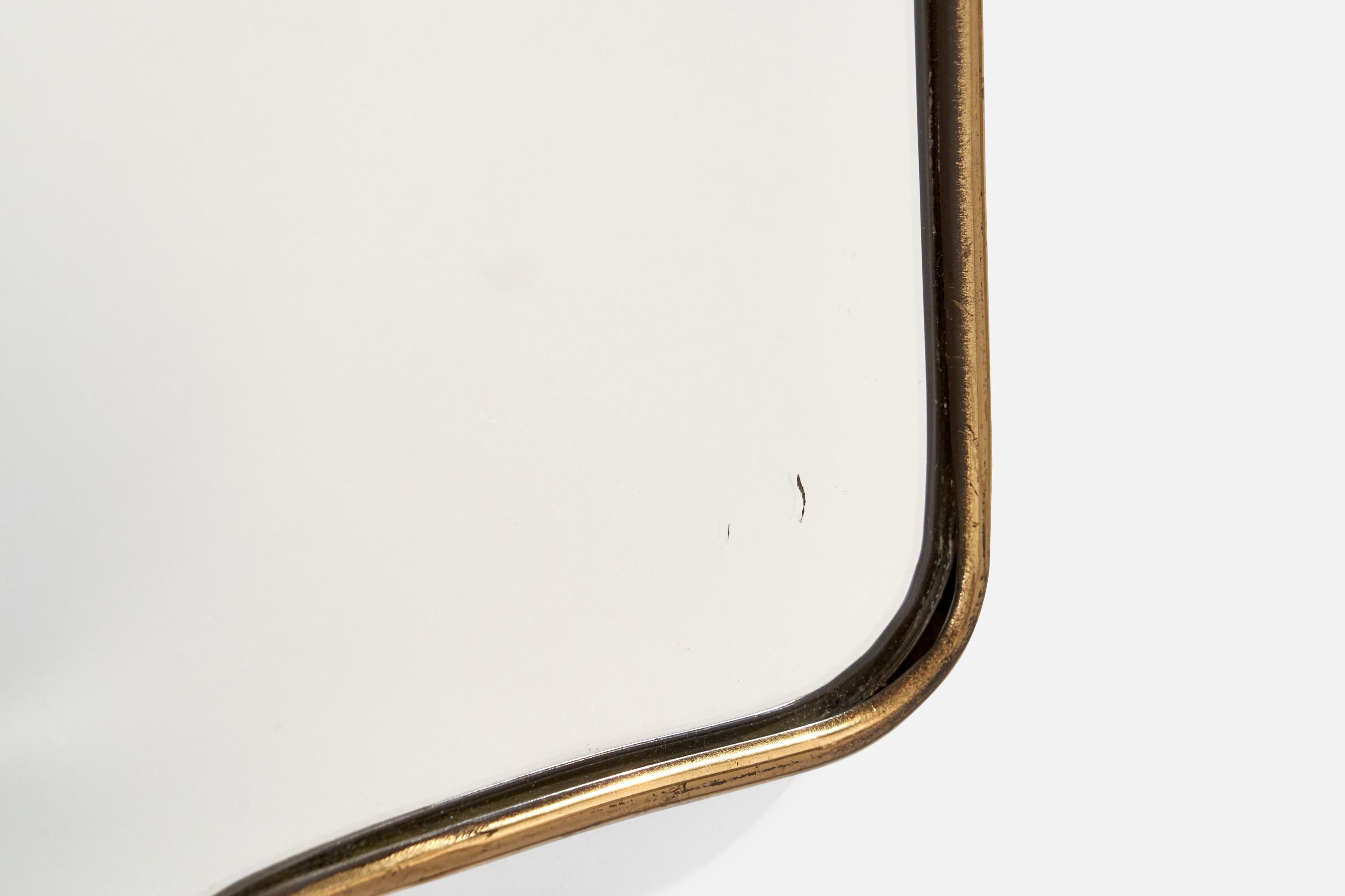 Italian Designer, Wall Mirror, Brass, Italy, 1940s 2