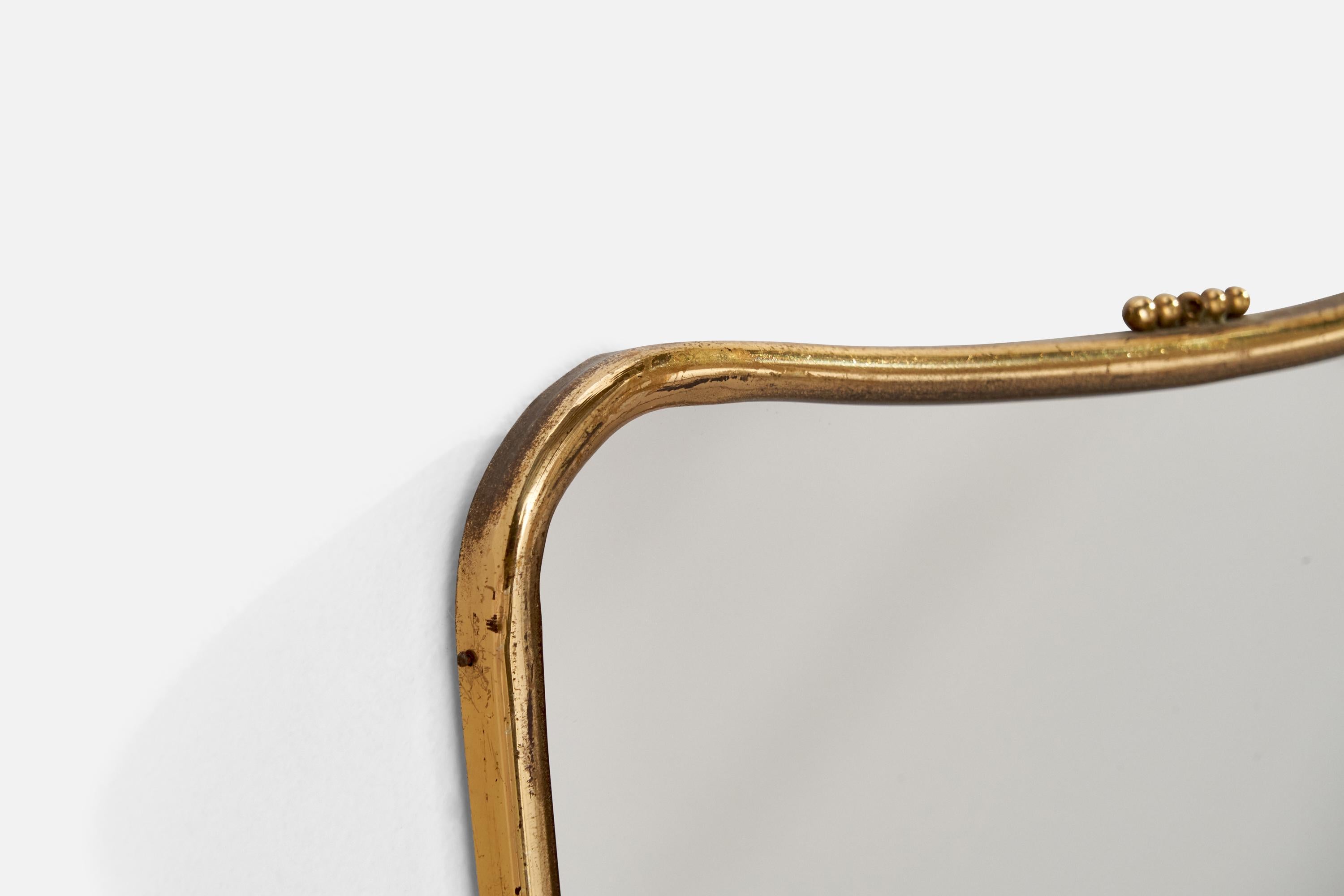 Specchio da parete di design italiano, ottone, Italia, anni '40 in vendita 1