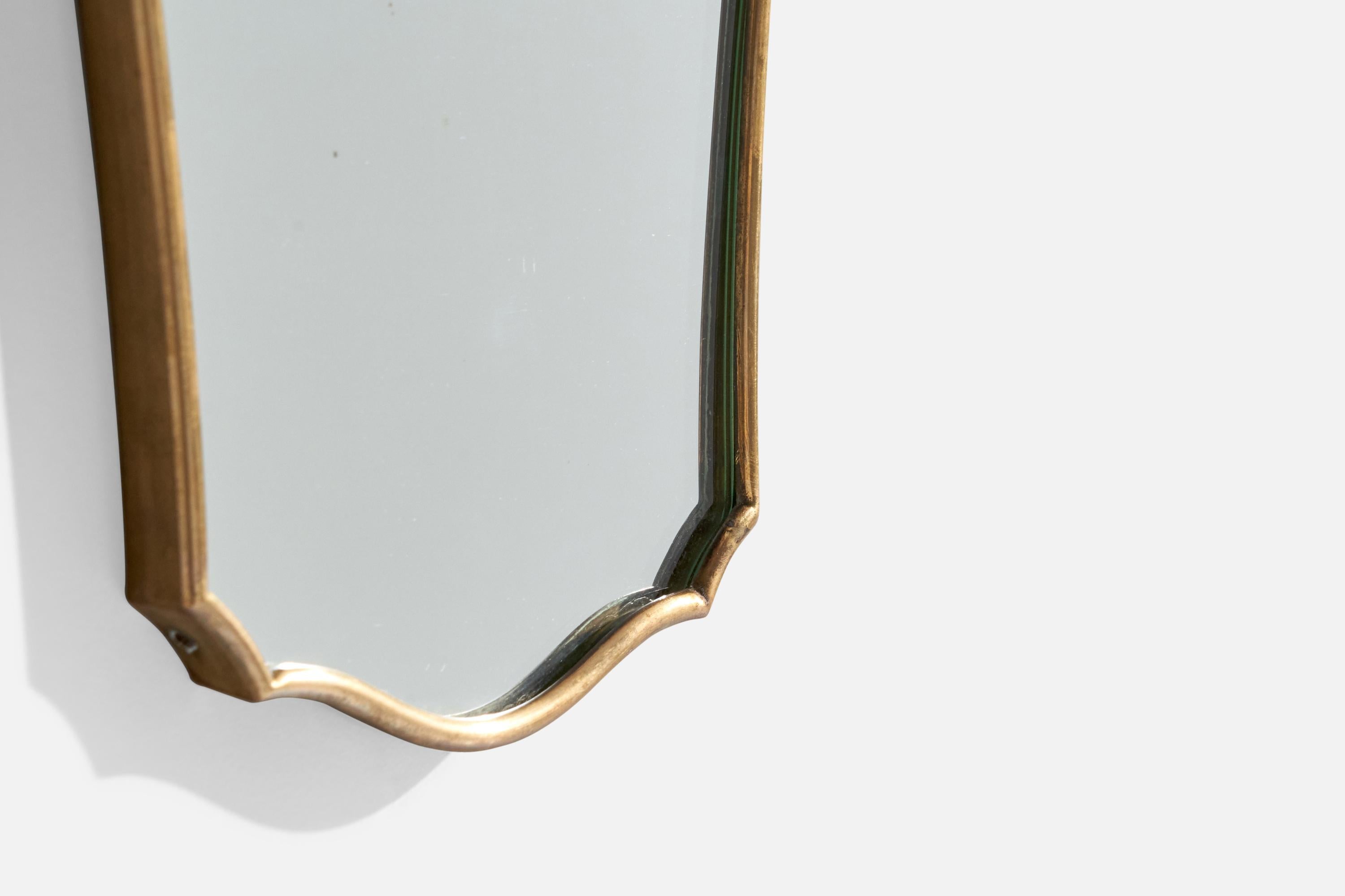 Italian Designer, Wall Mirror, Brass, Italy, 1940s For Sale 2
