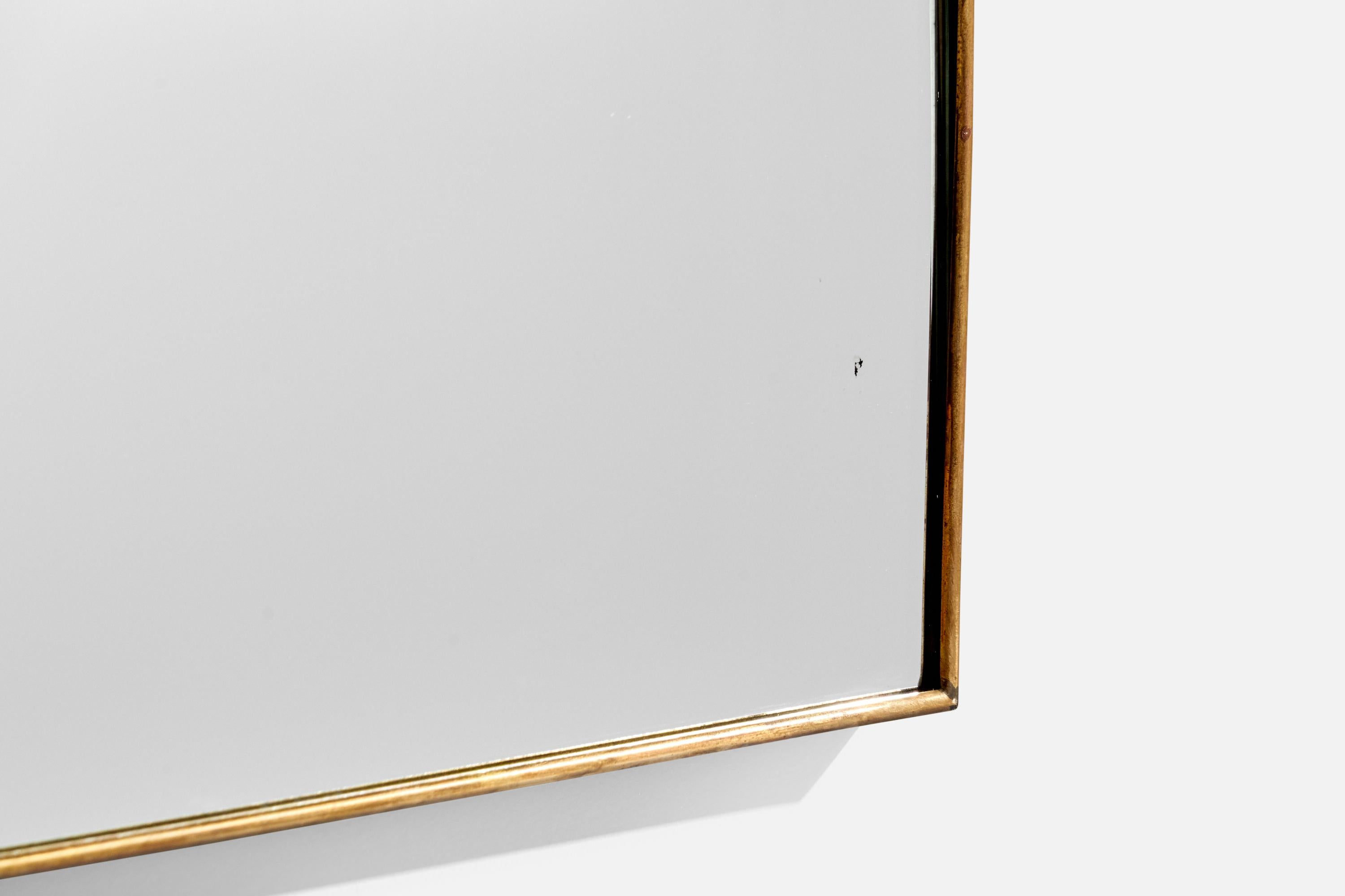 Italian Designer, Wall Mirror, Brass, Italy, 1940s For Sale 1