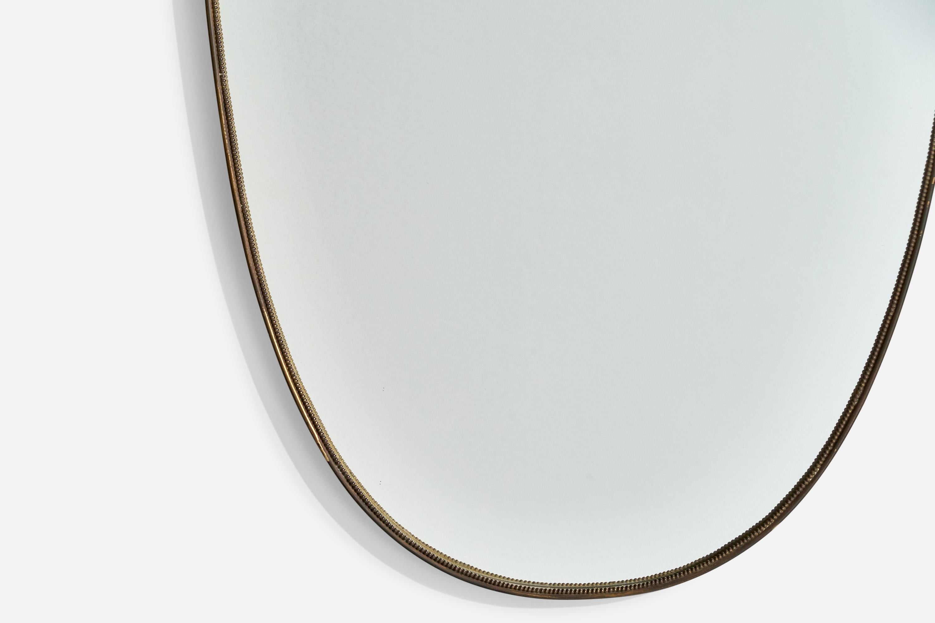 Italian Designer, Wall Mirror, Brass, Italy, 1940s For Sale 2