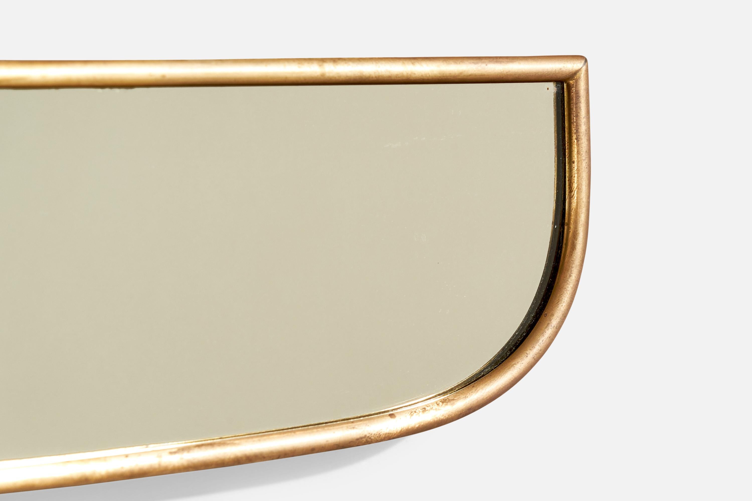 Diseñador italiano, Espejo de pared, Latón, Italia, Década de 1940 en venta 2