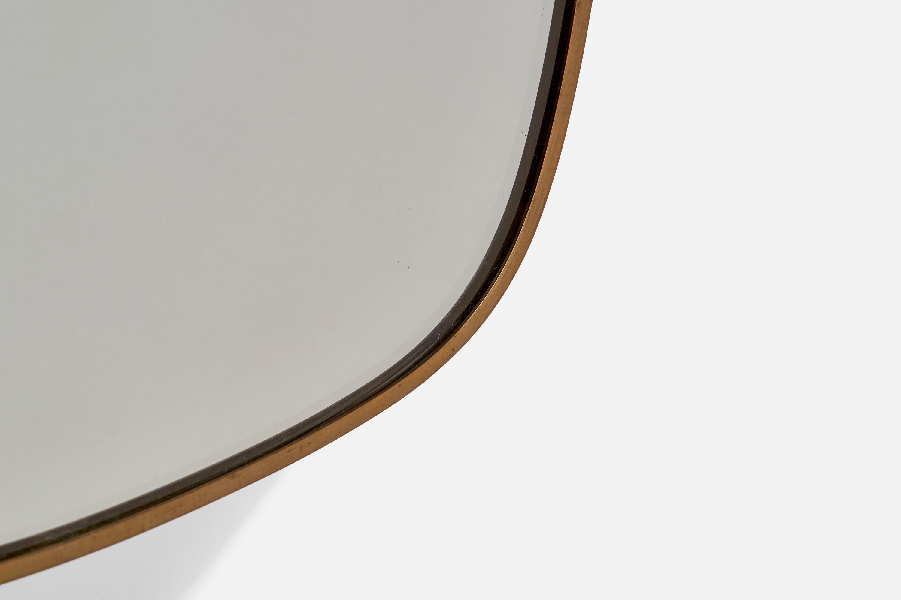 Italian Designer, Wall Mirror, Brass, Italy, 1940s For Sale 3