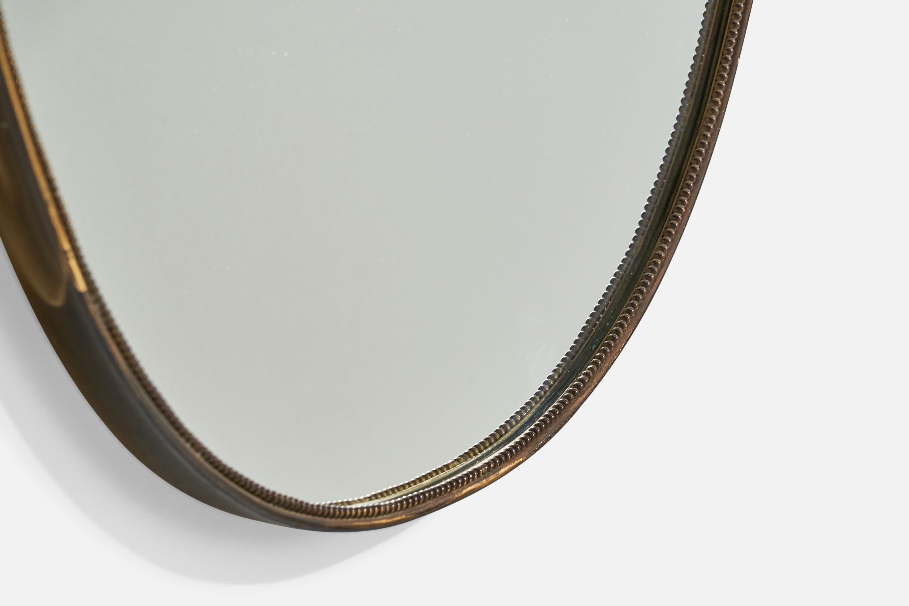 Italian Designer, Wall Mirror, Brass, Italy, 1940s For Sale 3