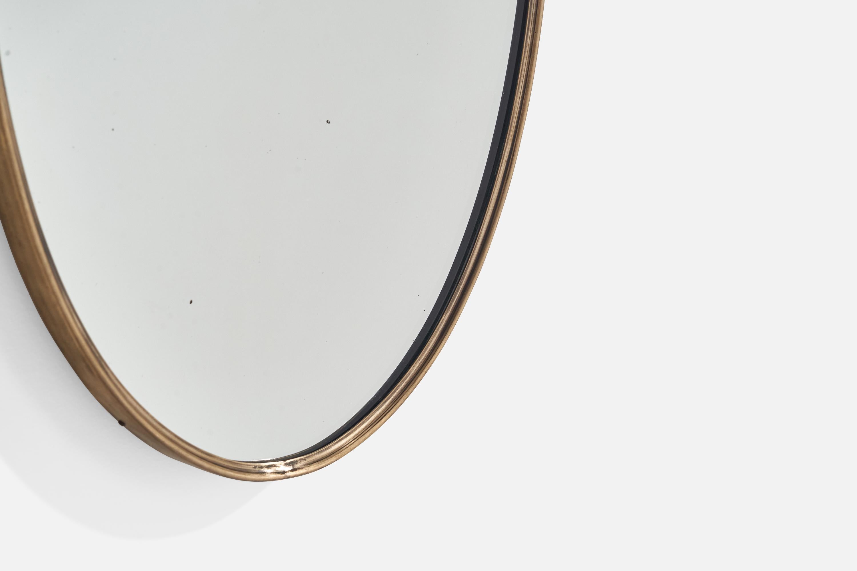 Italian Designer, Wall Mirror, Brass, Italy, 1940s For Sale 4