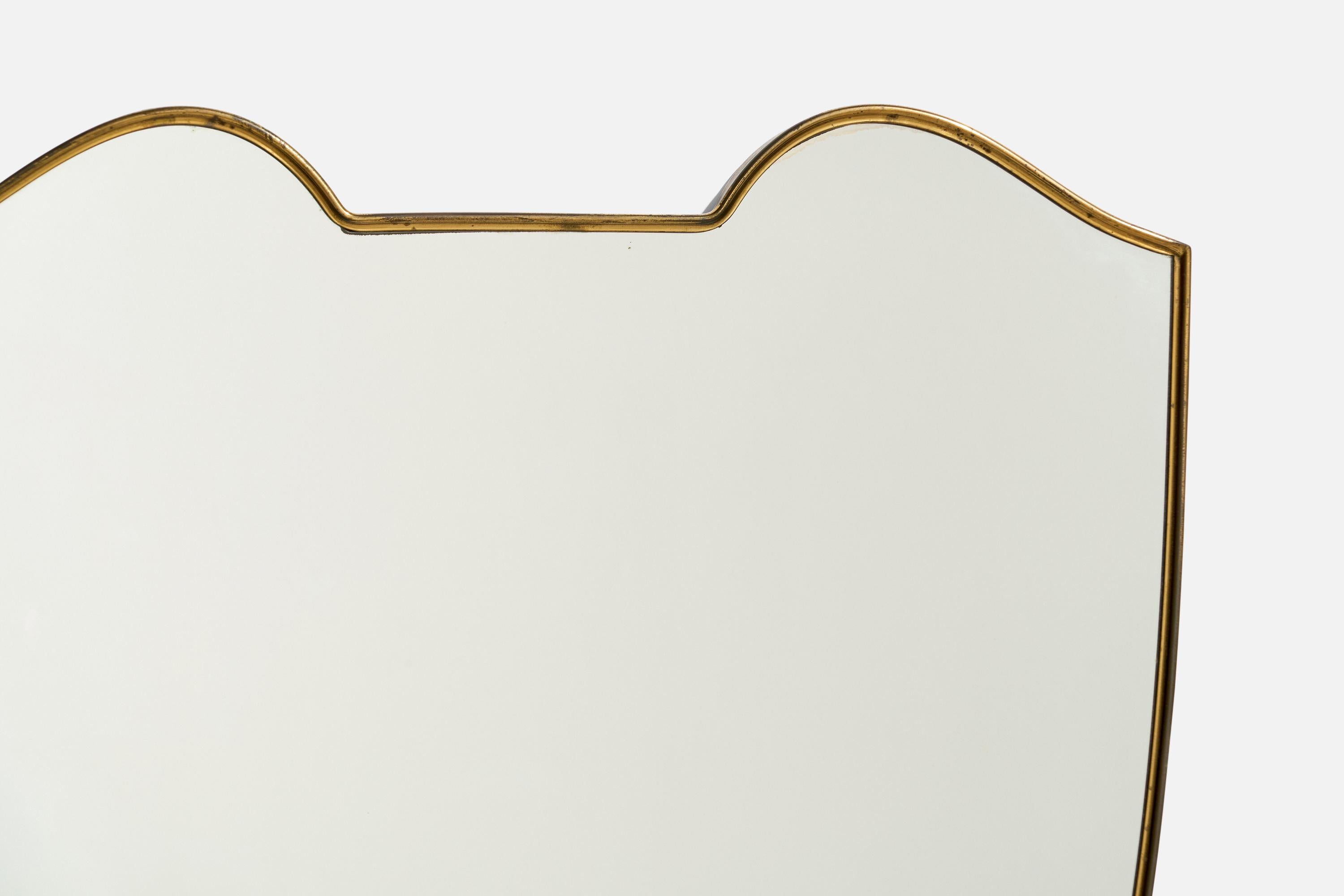 Designer italien, miroir mural, laiton, Italie, années 1940 en vente 3