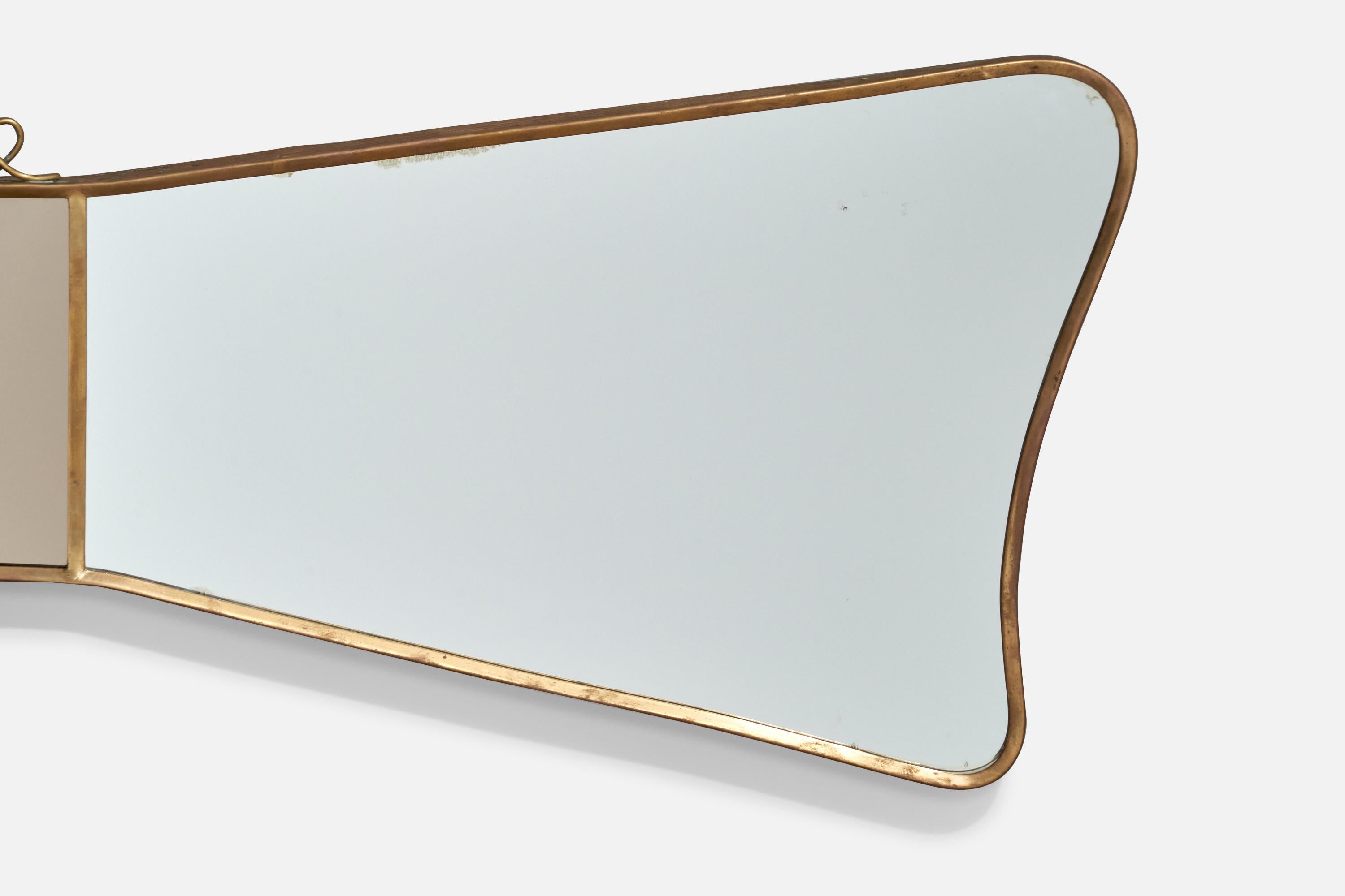 Italian Designer, Wall Mirror, Brass, Italy, 1940s For Sale 4