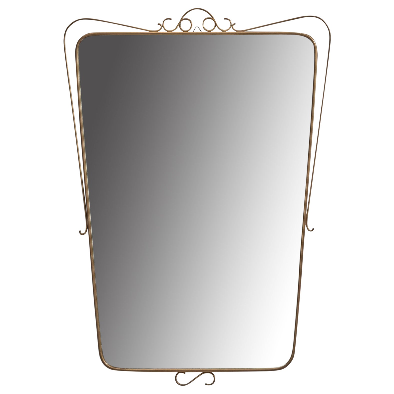 Designer italien, miroir mural, laiton, Italie, années 1940