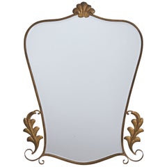 Diseñador italiano, Espejo de pared, Latón, Italia, Década de 1940