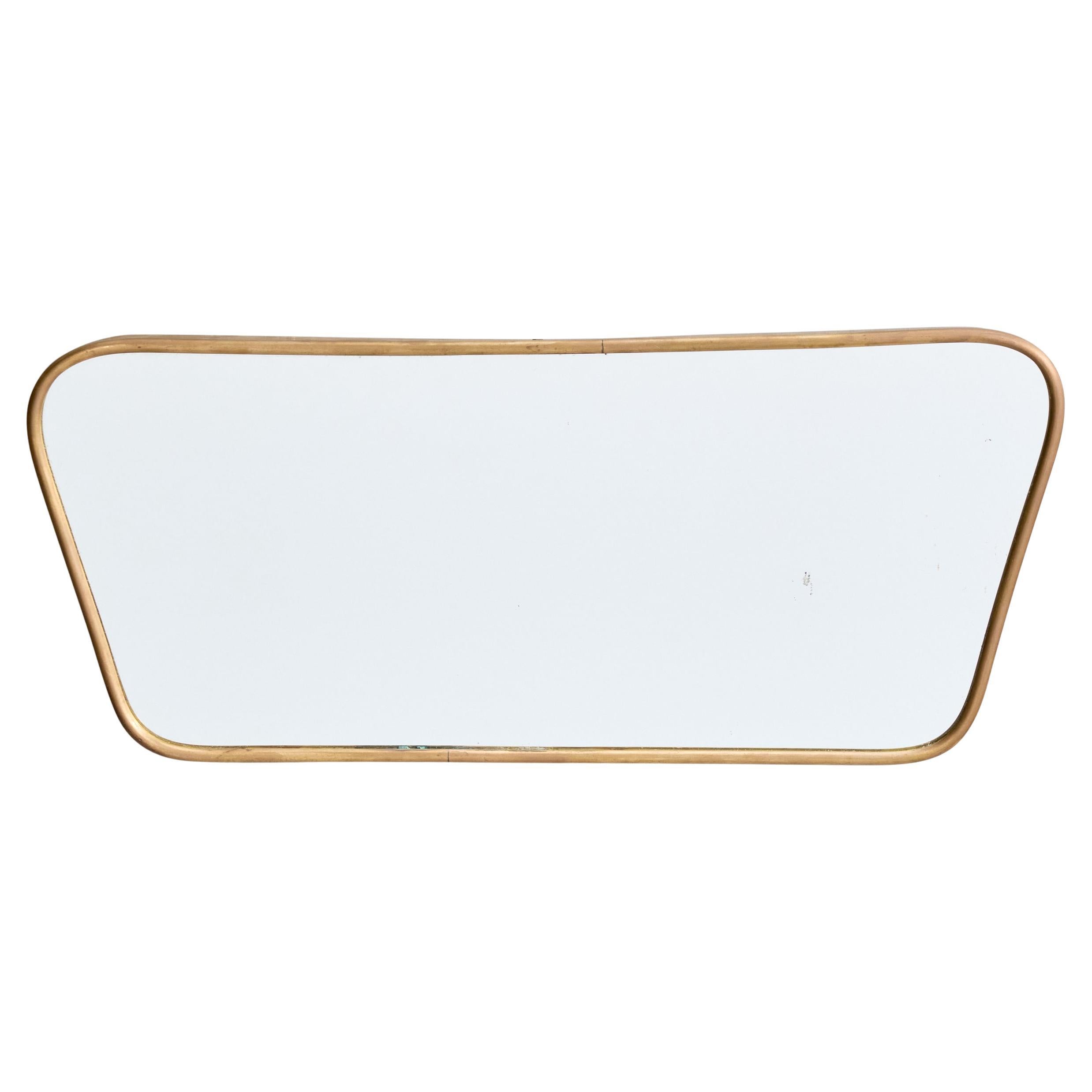Italian Designer, Wall Mirror, Brass, Italy, 1940s