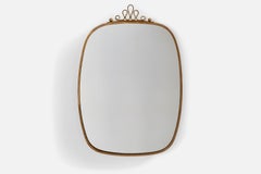 Italian Designer, Wall Mirror, Brass, Italy, 1940s