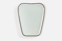 Italian Designer, Wall Mirror, Brass, Italy, 1940s