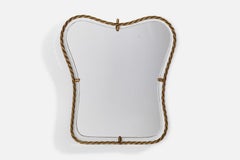 Italian Designer, Wall Mirror, Brass, Italy, 1940s