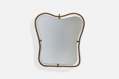 Specchio da parete di design italiano, ottone, Italia, anni '40