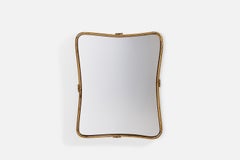 Diseñador italiano, Espejo de pared, Latón, Italia, Década de 1940