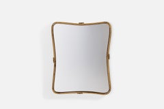 Italian Designer, Wall Mirror, Brass, Italy, 1940s